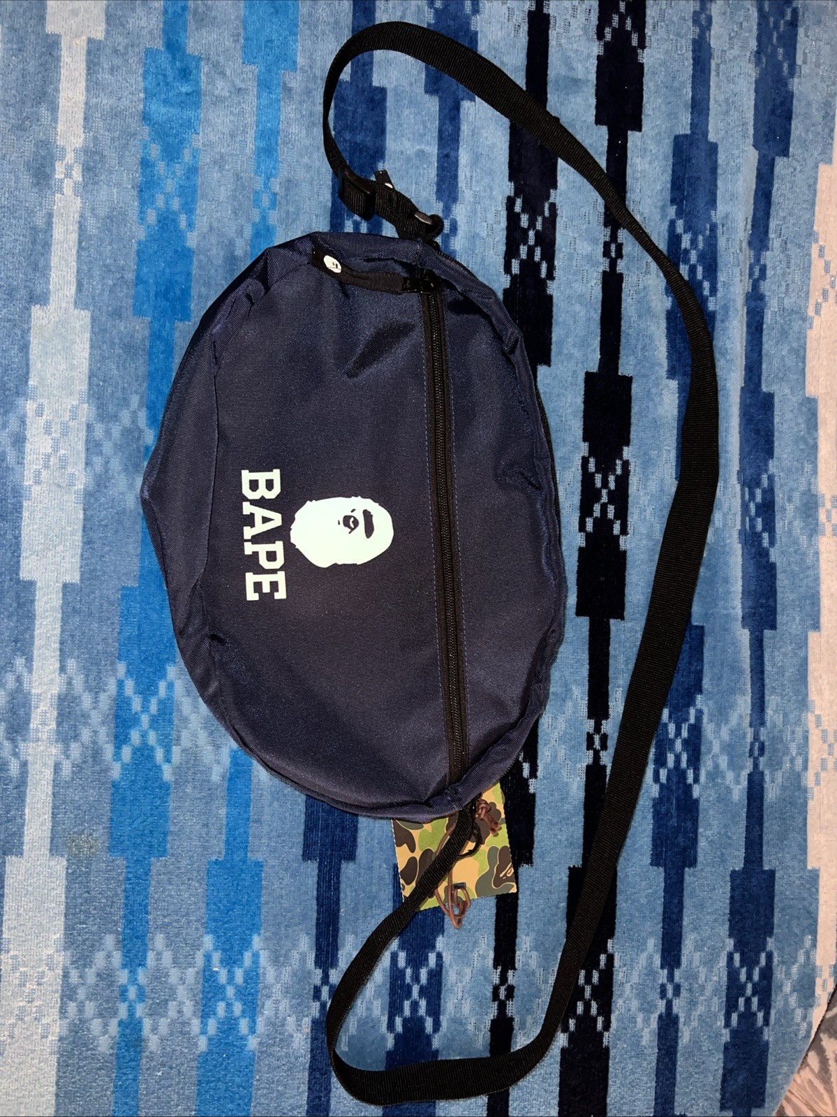 Bape Bathing Ape Summer Shoulder Side Bag SS19 Navy Blue