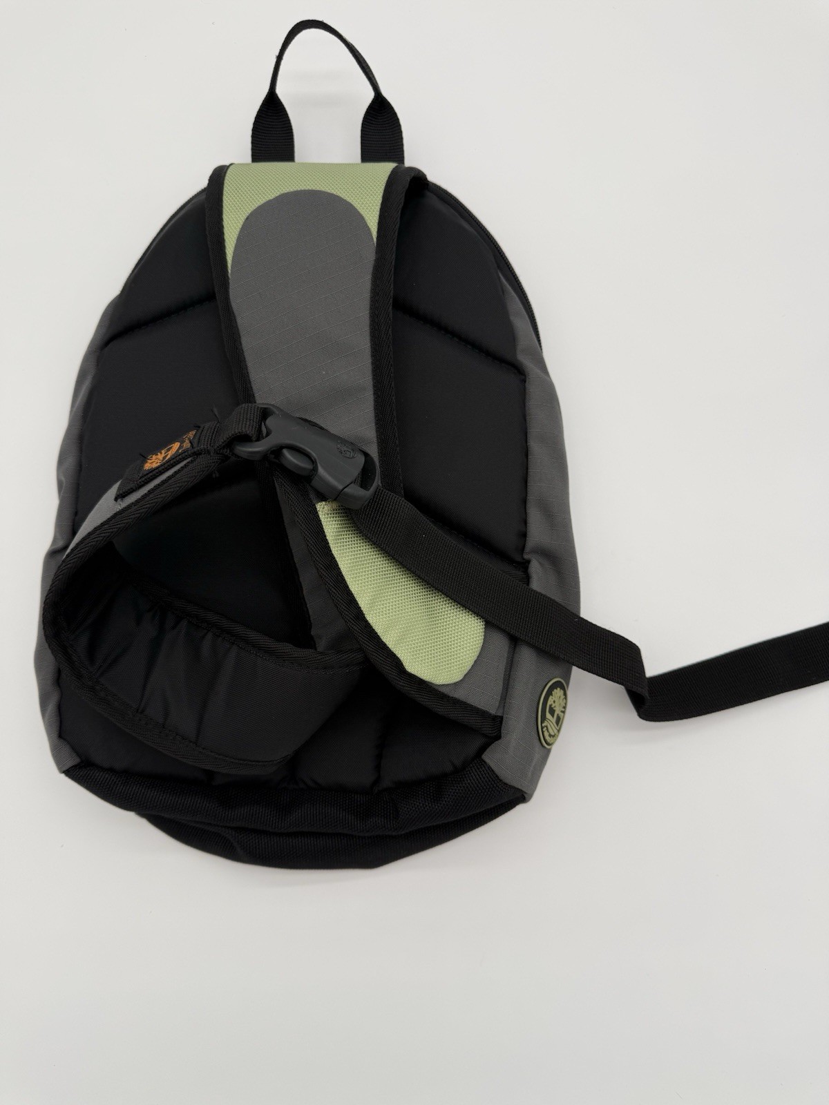 Timberland Sling Backpack – Vintage Backpack Single Strap ~ Gray, Green Accent