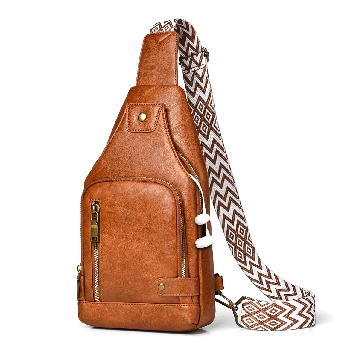 New Men’s Sling Backpack functional Leather Chest bag Crossbody Bag Shoulder Bag
