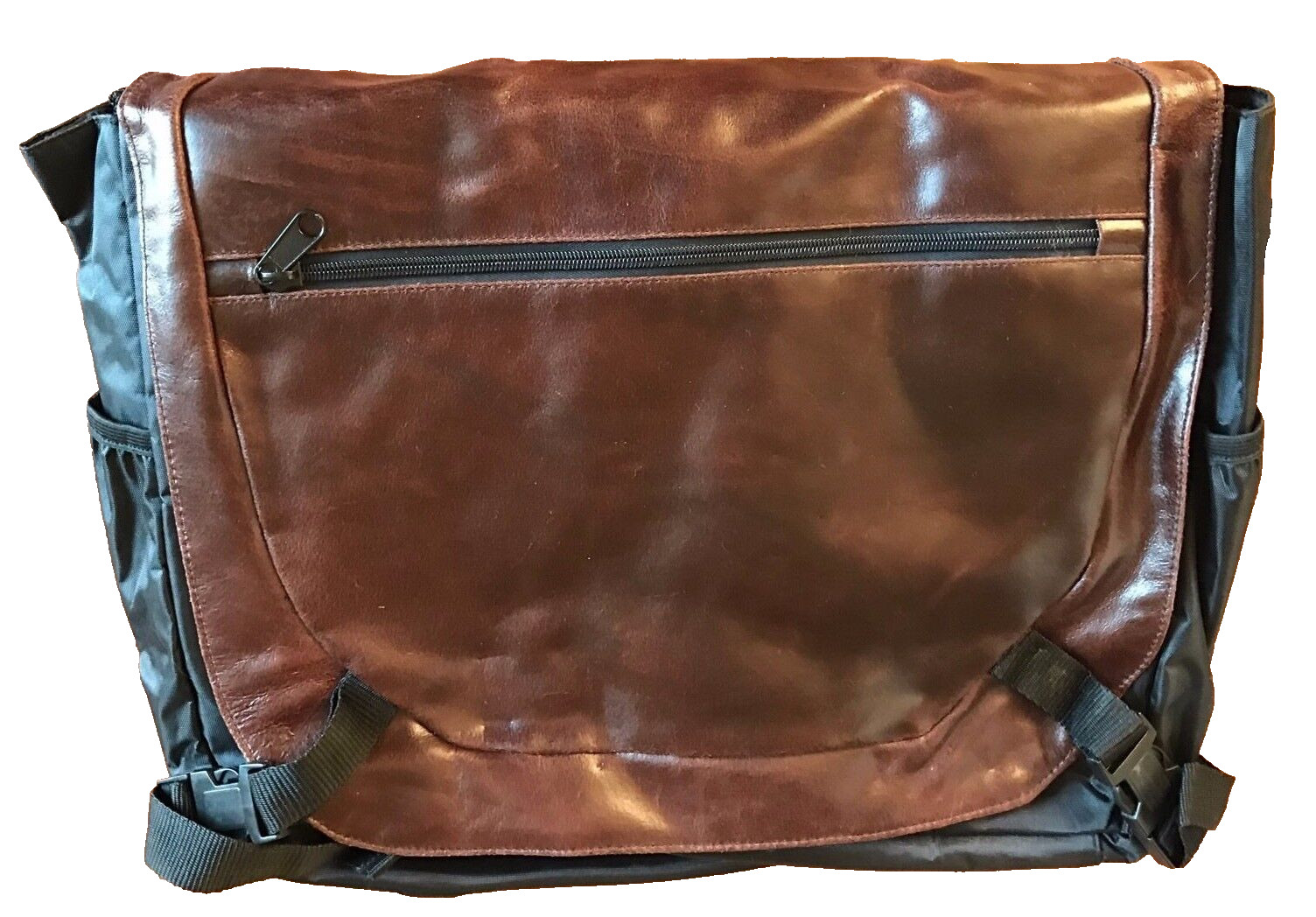Vintage Wilsons Leather Messenger Crossbody Bag Brown Black Soft Laptop Y2K NOS