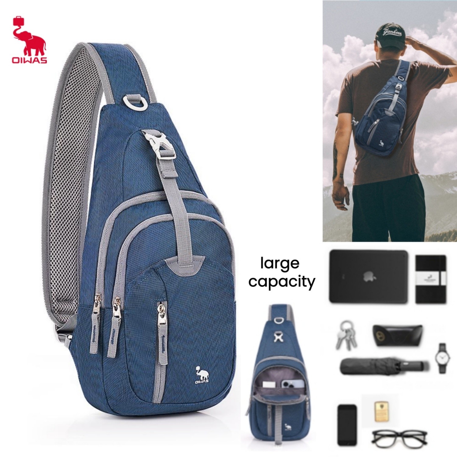 OIWAS Sling Bag Crossbody Bag Men Women Chest Daypack Lightweight Shoulder Bag