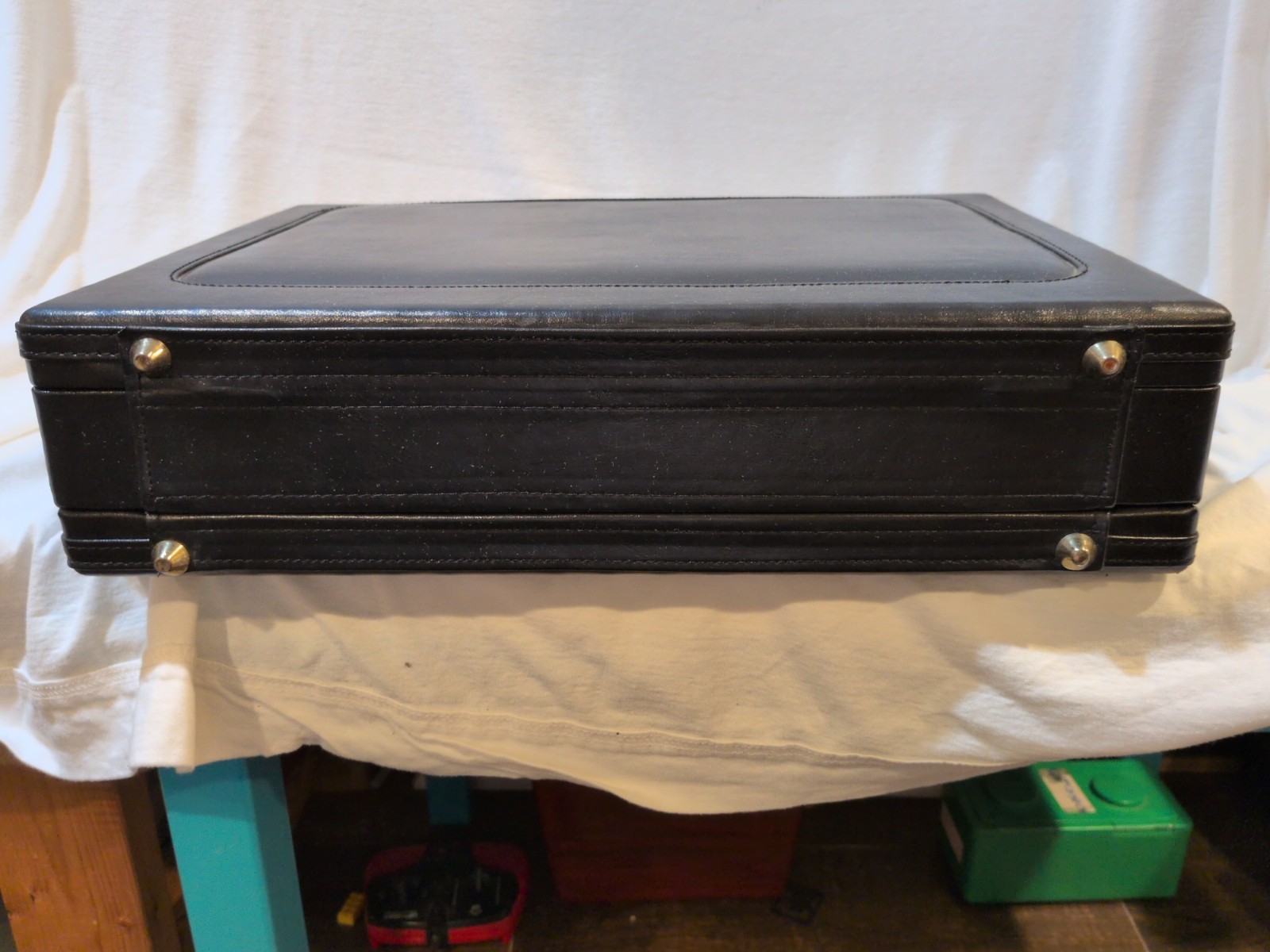 Briefcase Black Leather Brass Combination Lock Latches Attache Laptop