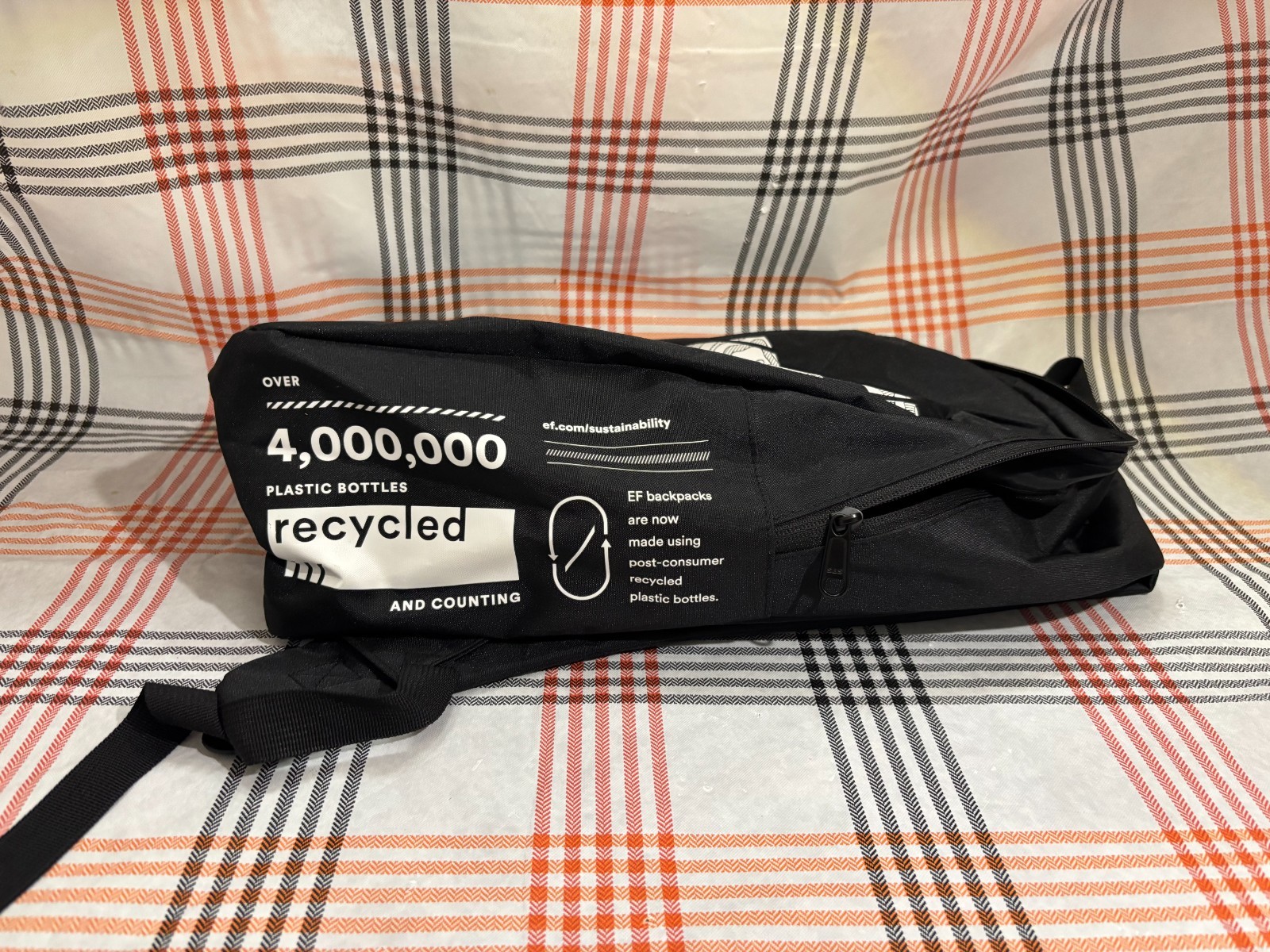 Education First (EF) Backpack Black And White. NWT 2025. Recycled material