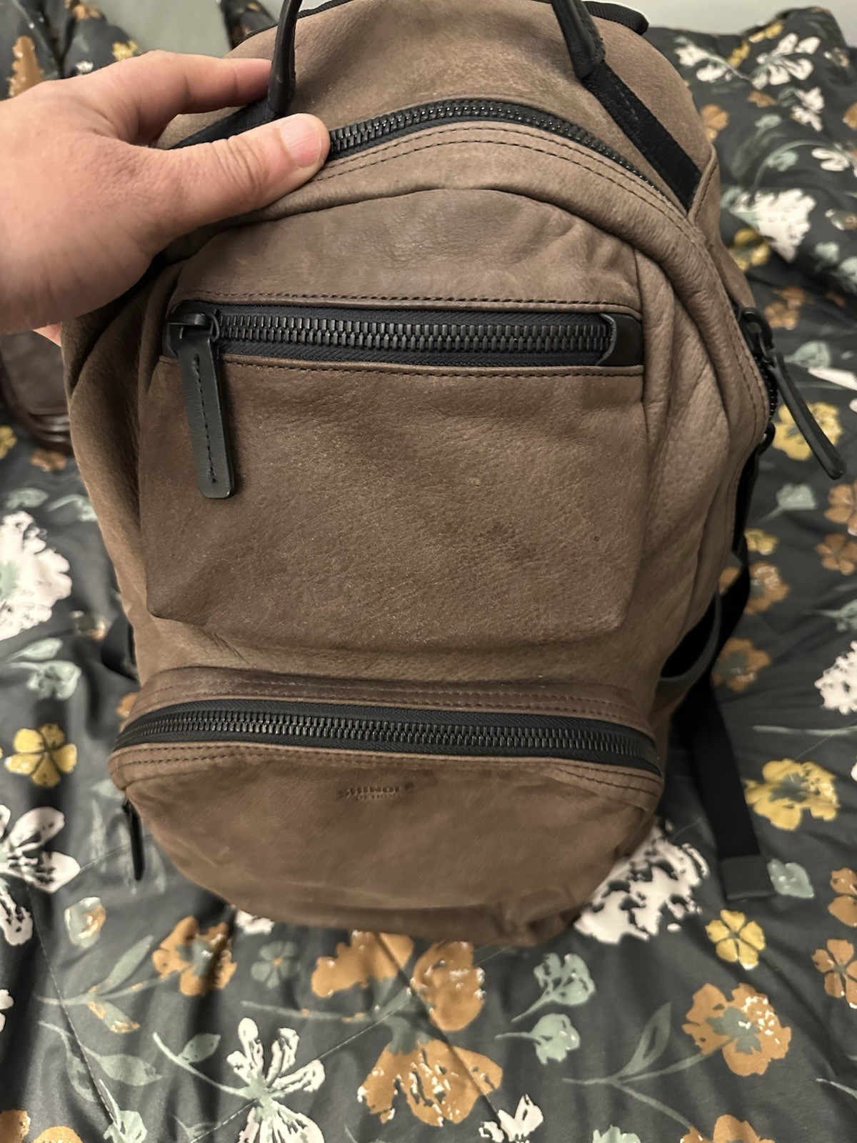 🏆 SHINOLA DETROIT Leather Backpack Dark Nut Grain USA Craft Heirloom Quality
