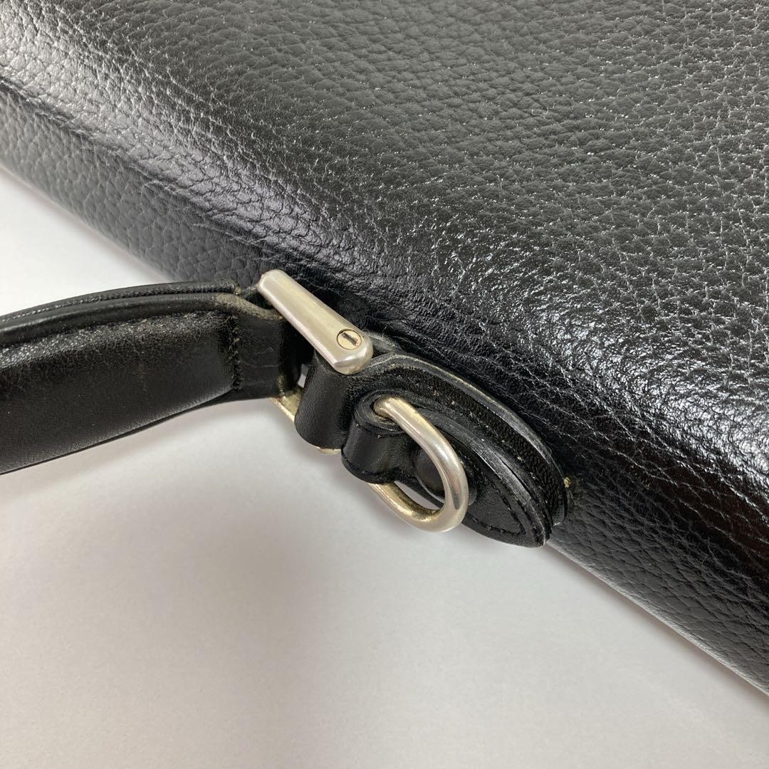 Authentic Vintage Burberry Black Leather Briefcase with Nova Check Interior, Siz