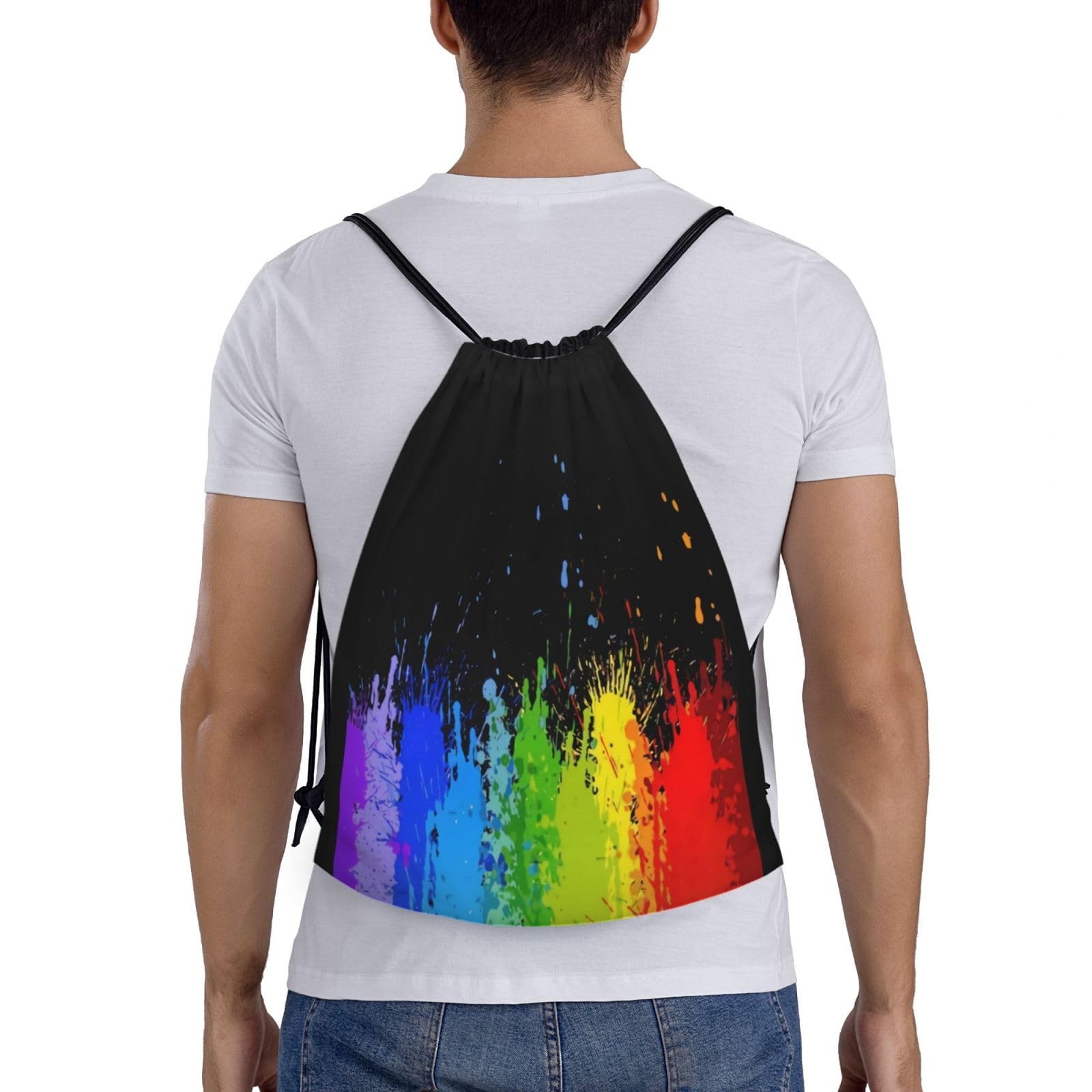 Rainbow Pride LGBT Drawstring Backpack Bag Sport Gym Dance Beach Travel Sackp…