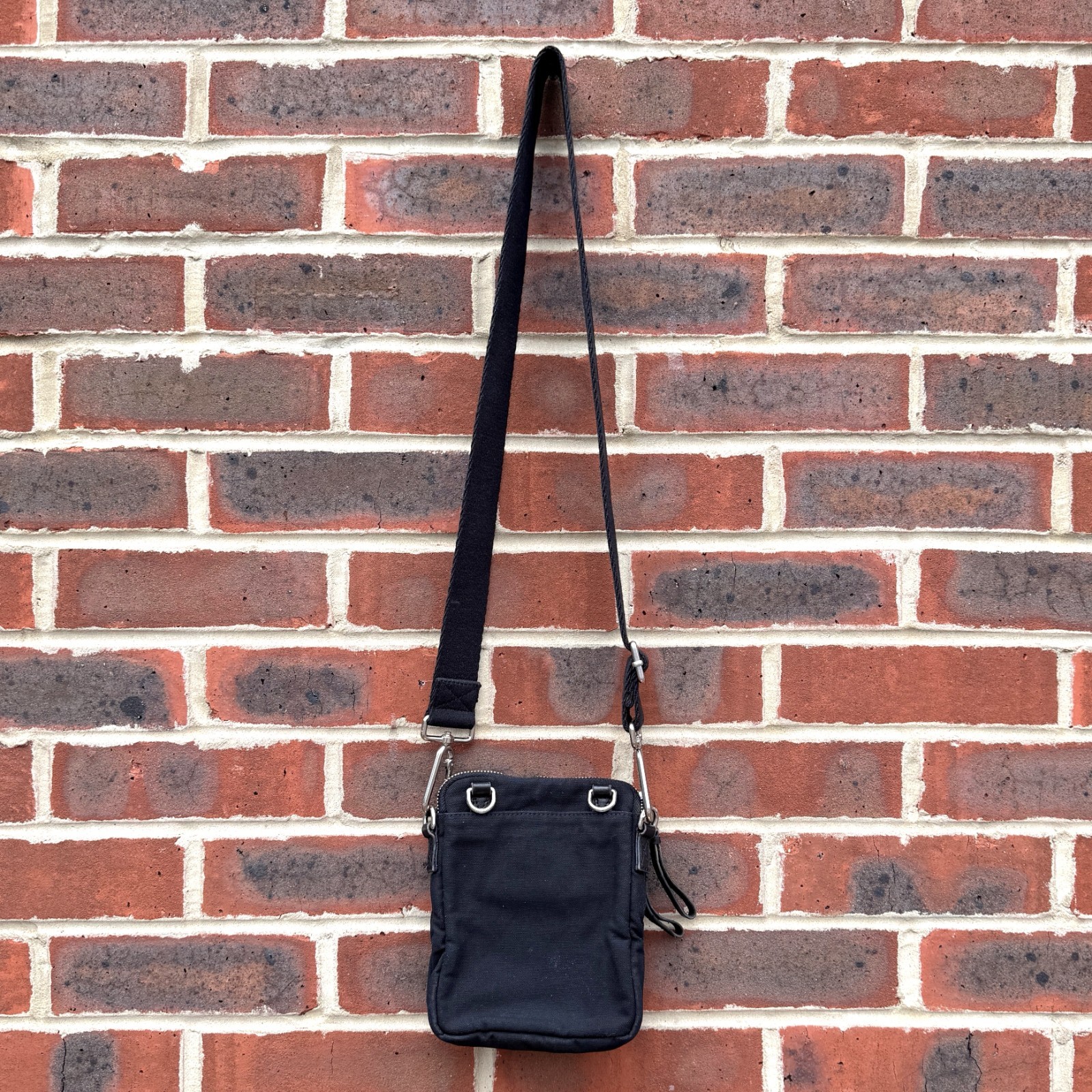 AllSaints FALCON Pouch Canvas Bag Black Mens Ladies Unisex Small Cotton