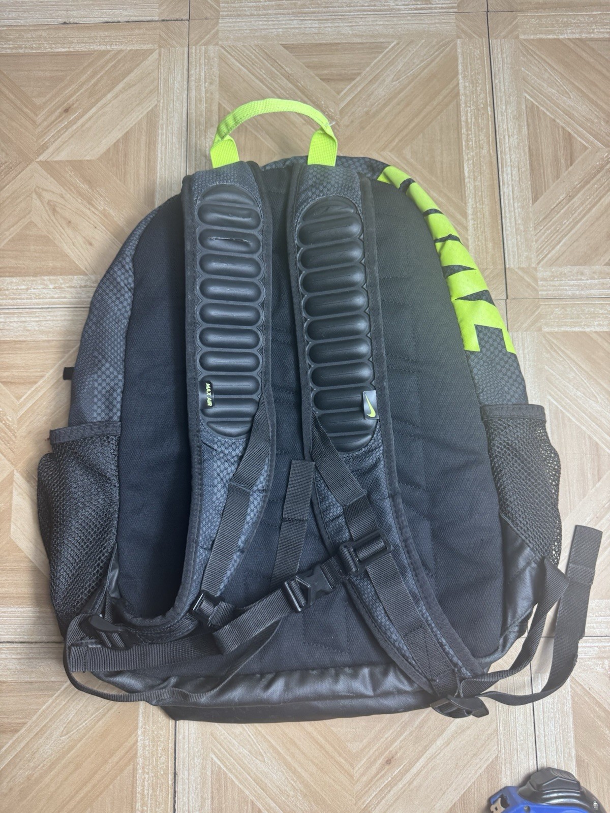 Nike Max Air Backpack School Gym Workout Sports Bag Black Lime Green