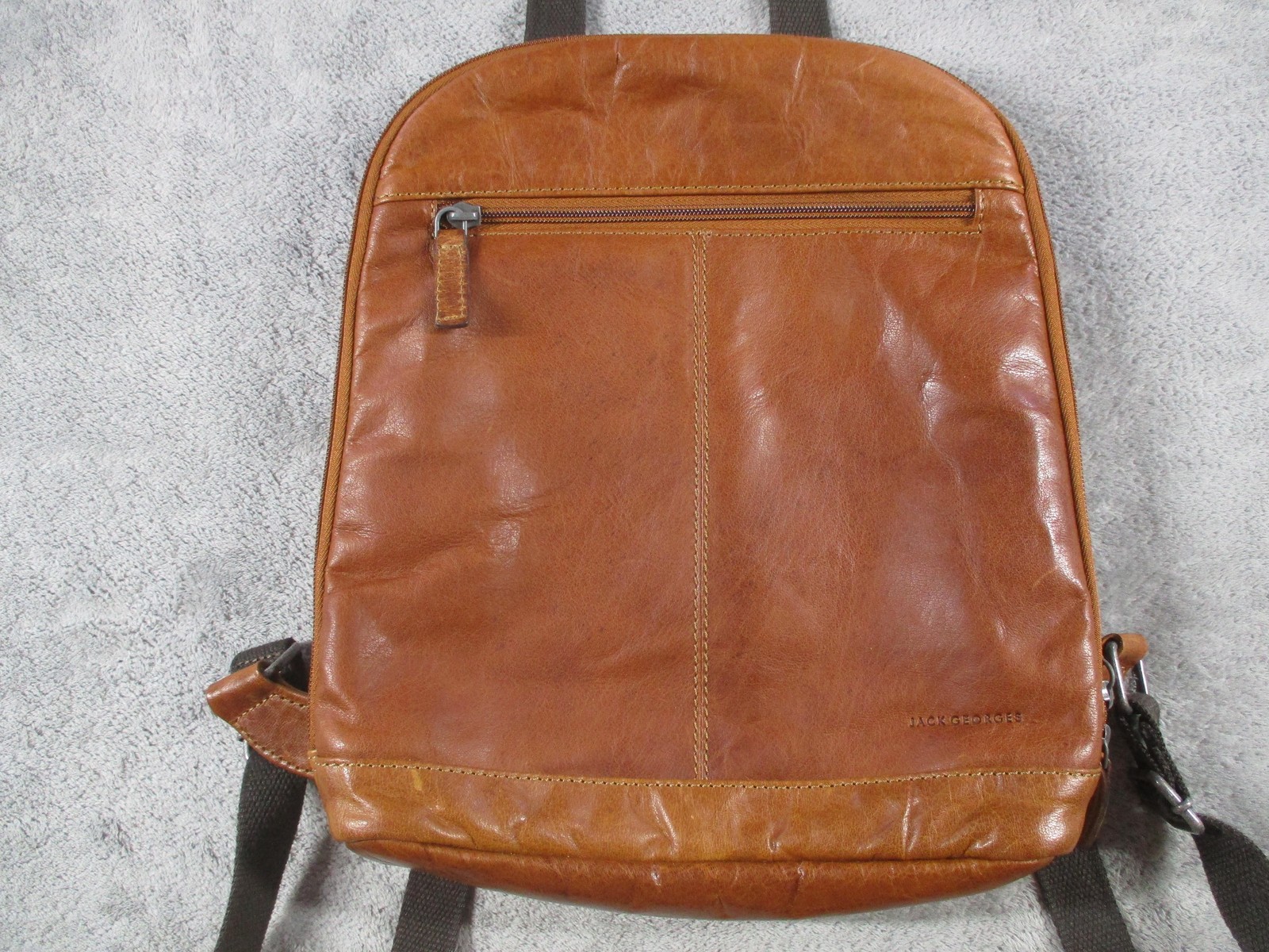 Jack Georges Backpack Mens Small Brown Leather Business Organizer Daypack