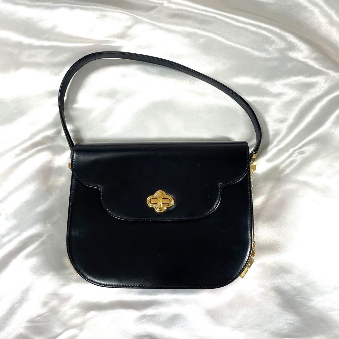 Authentic Bally Leather Shoulder Bag Black 6.5in Compact Vintage Purse