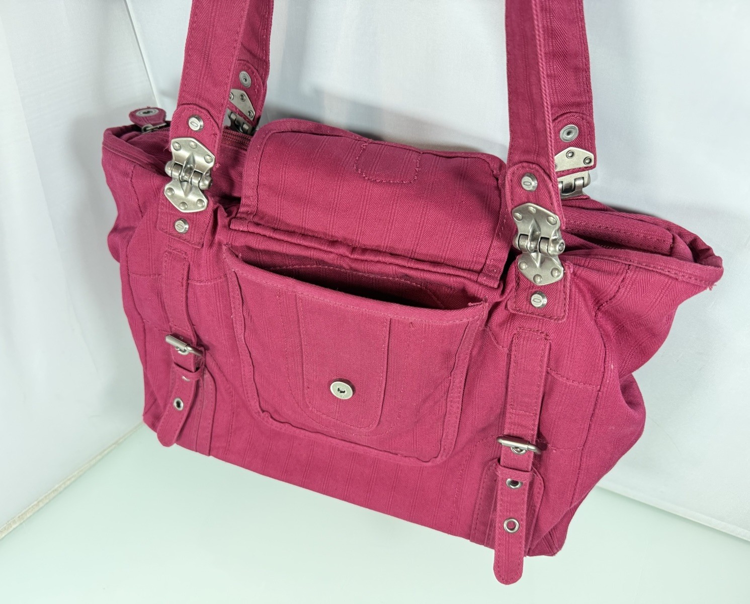 Vintage Oakley Tactical Canvas Ruby Red Maroon Purse Gym Tote Handbag Travel Bag