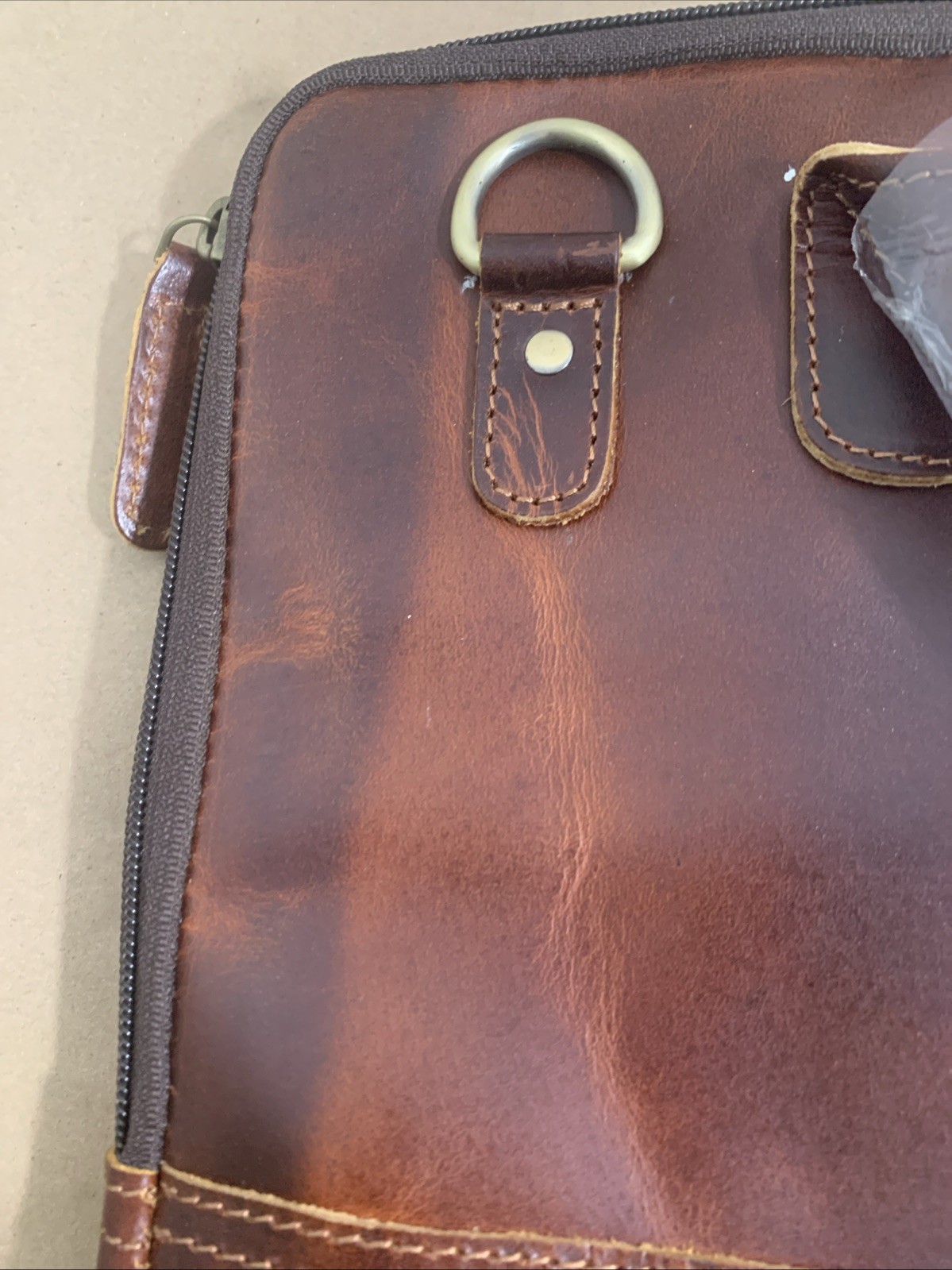 Mahetri Tan/Dark Brown Buffalo Leather 16″ Laptop/Messenger Briefcase NEW READ