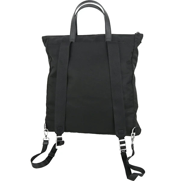 Auth PRADA Backpack Re-Nylon Saffiano leather 2VG098 Black SHW Shoulder Tote Men