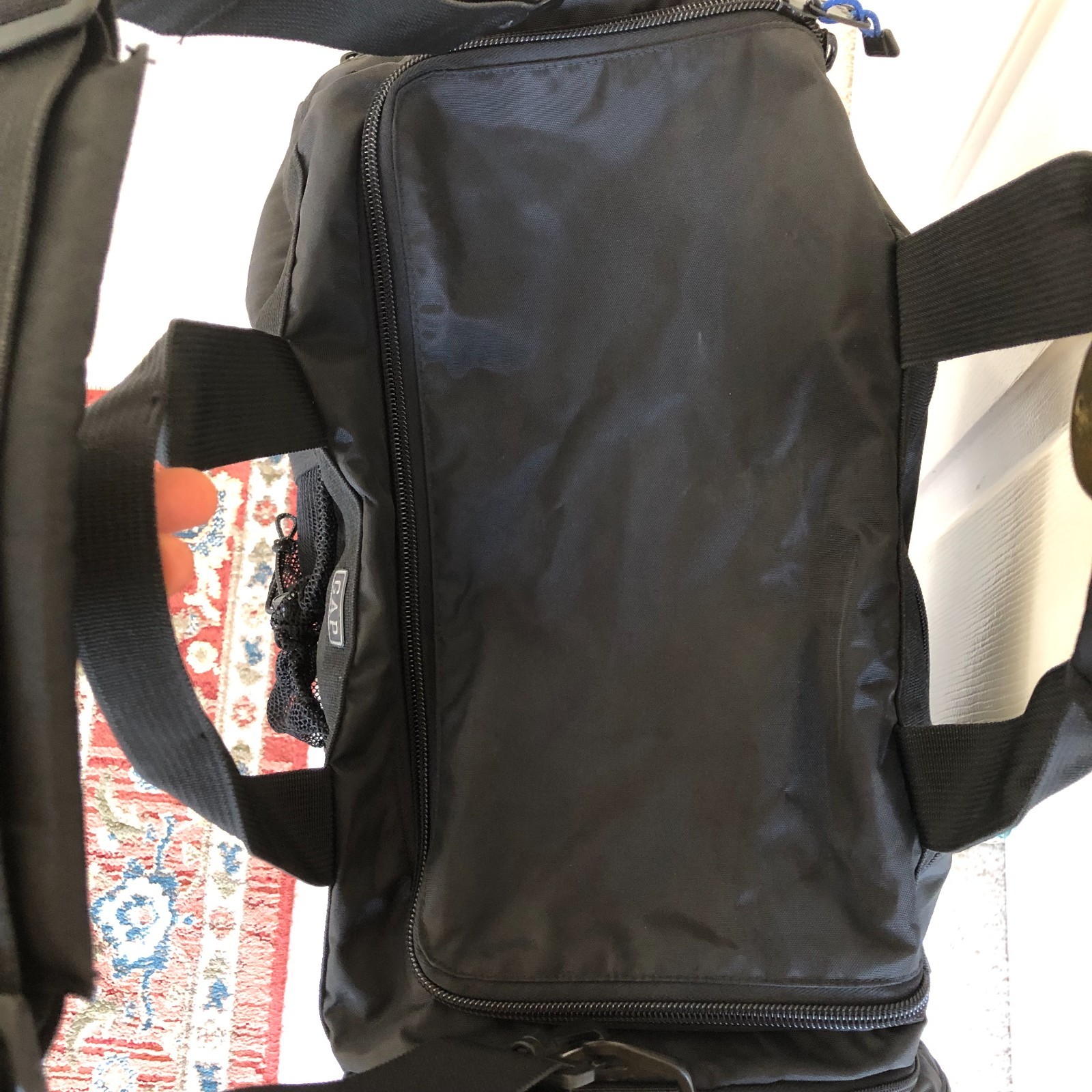 Vintage Gap Duffle Bag Black Nylon Double Handles & Strap