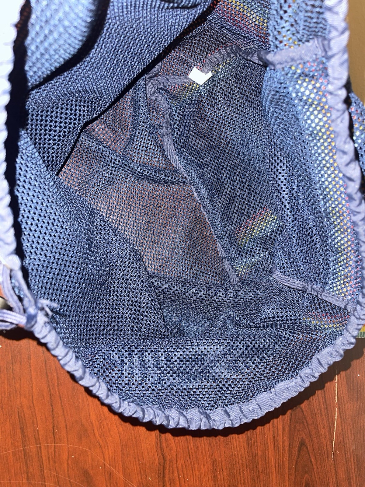 Navy Mesh Daypack With Rainbow Strap