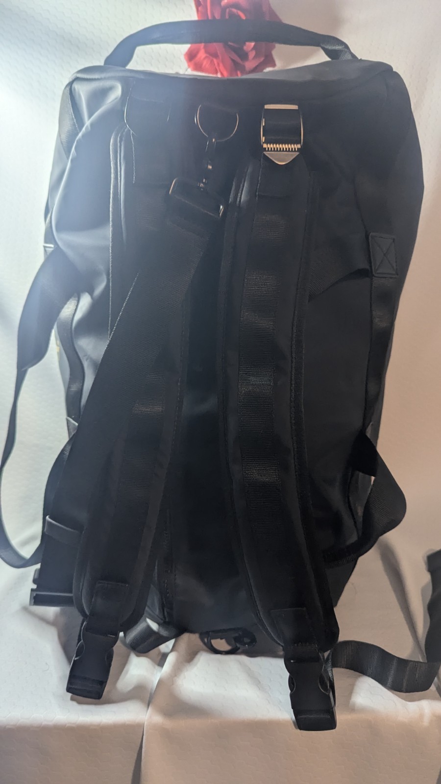 Versace Jeans Couture Black Logo Zip Large Duffle Bag Straps Pockets Men