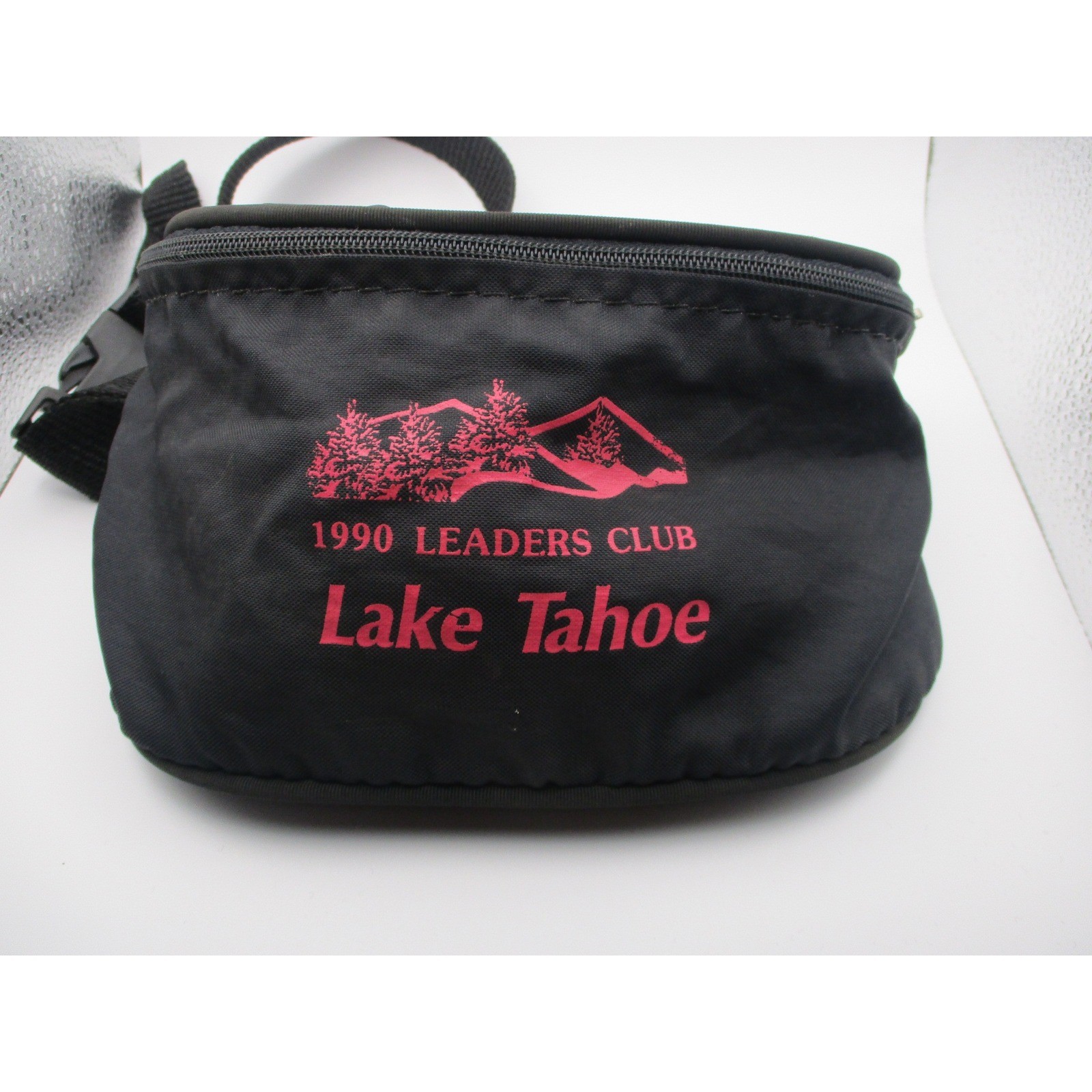 Vintage 1990 Leaders Club Lake Tahoe Fanny Pack Black Pink Retro Waist Bag