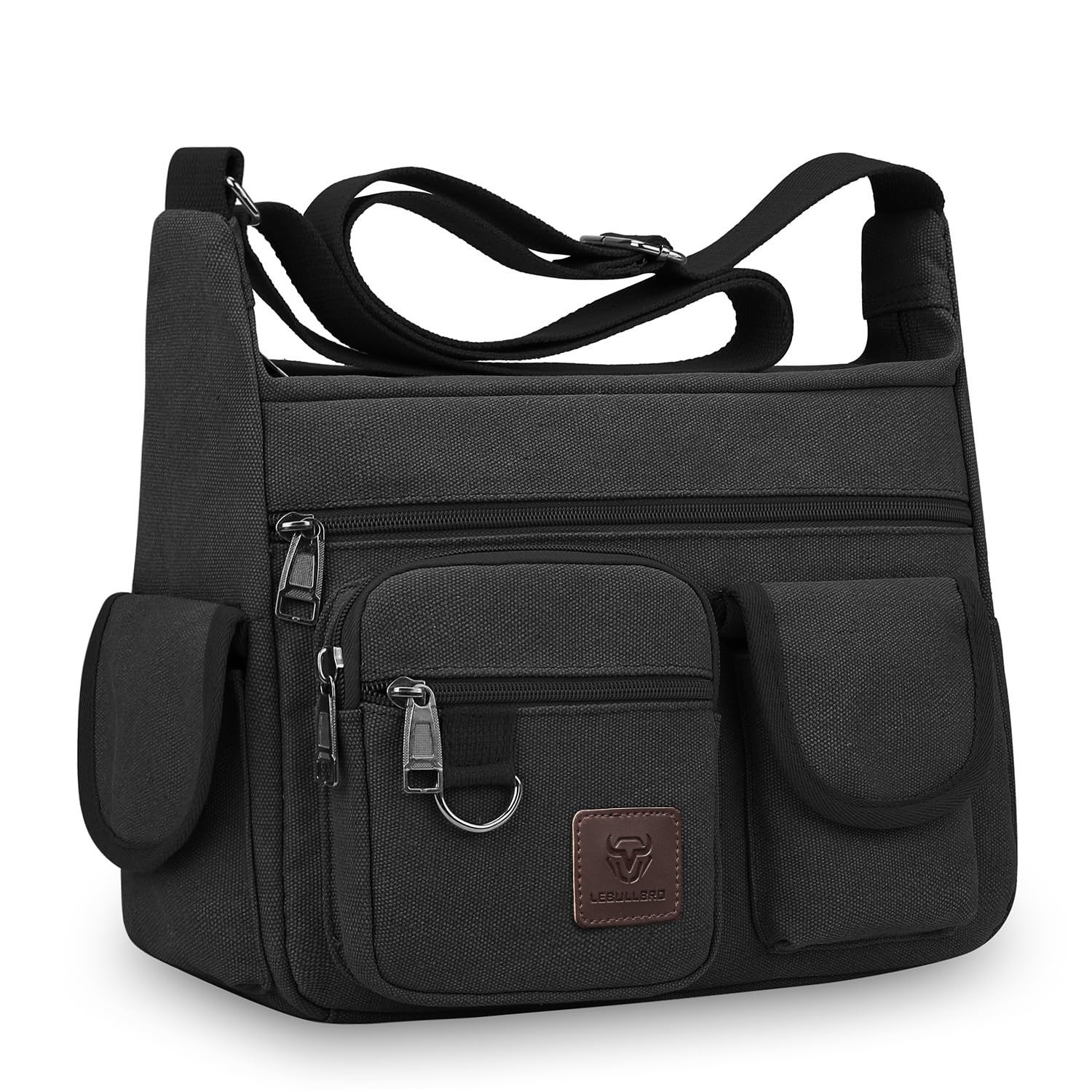 Canvas Shoulder Bag for Mens Multi-pockets 13 inch Laptop Messenger Bag Sling…