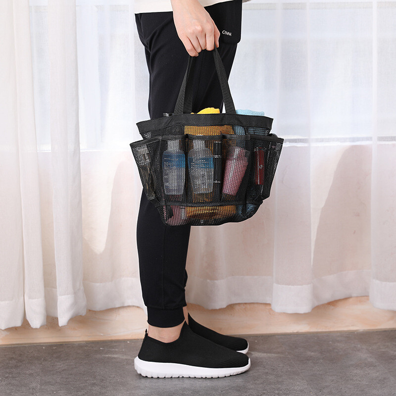 Mini Summer Beach Mesh Nylon Grocery Bag Carrying Tote Picnic Multi Pocket