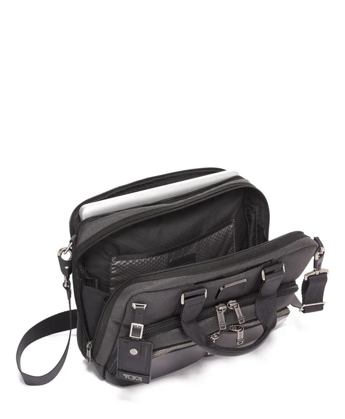 TUMI Alpha Bravo Albany Slim Commuter Brief Black Nylon Ballistic Leather EUC