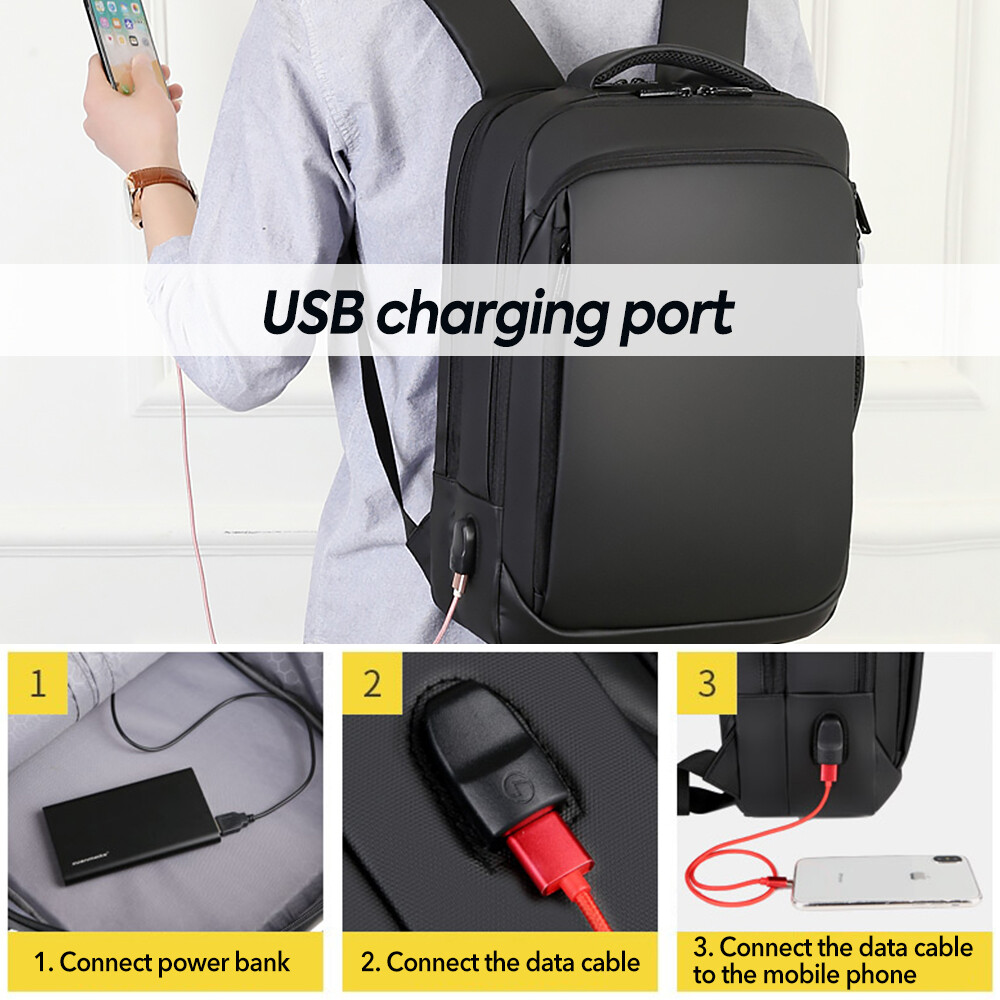 Travel Backpack Men Business School USB Bag 15.6 Inch Laptop Backpack Anti Theft