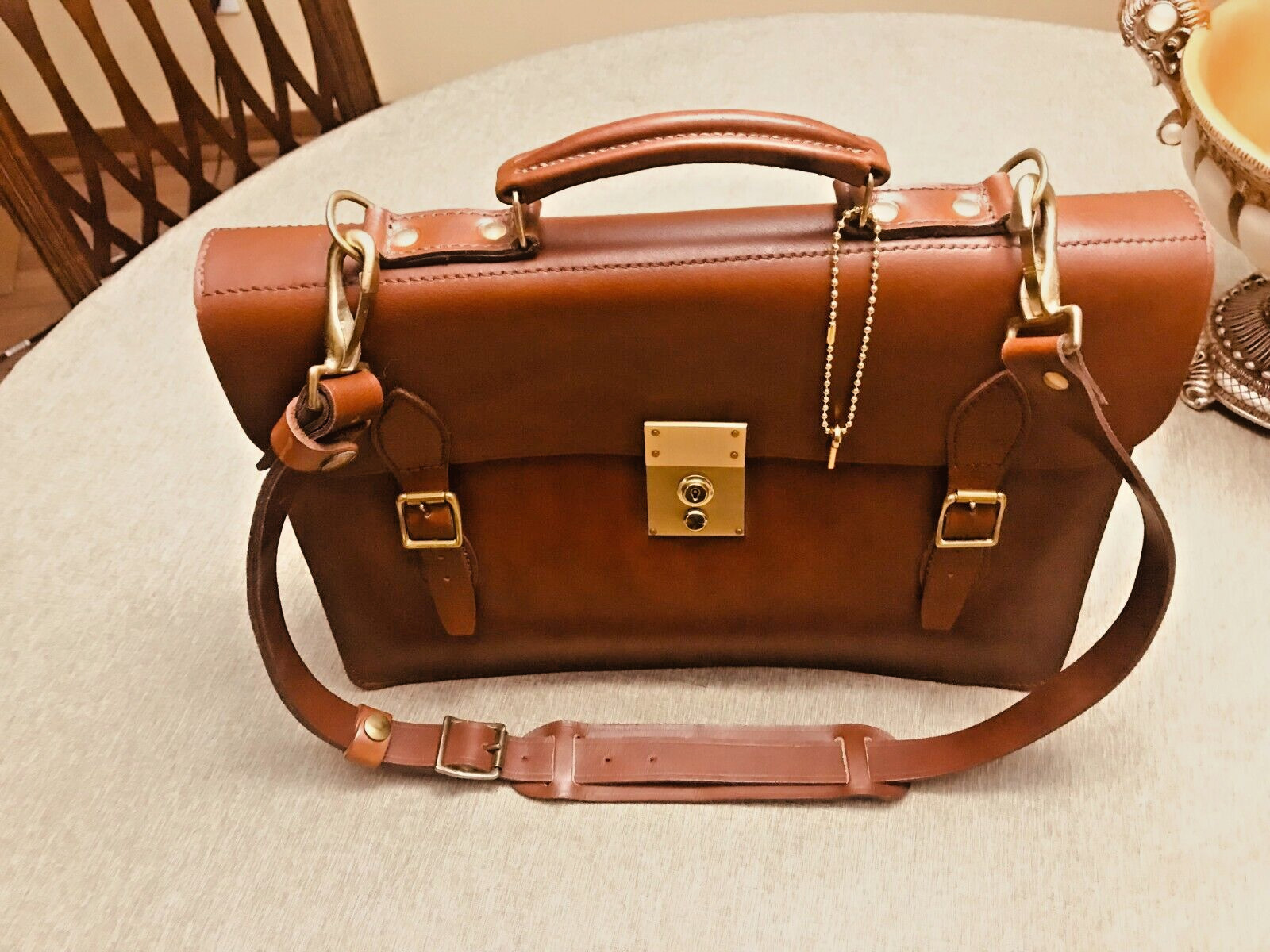 Vintage Double Strap Military Style Leather Briefcase / Messenger Bag – ENGLAND