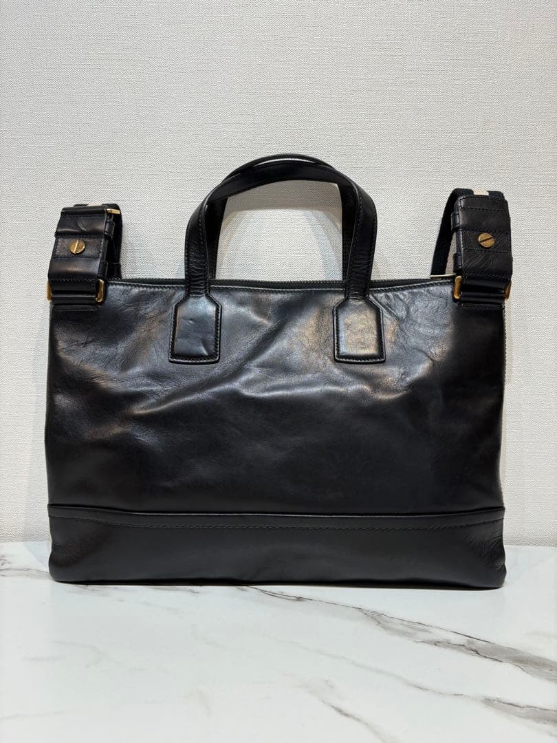 Bally Trainspotting 2Way Briefcase Leather Black Shoulder Bag Used From Japan