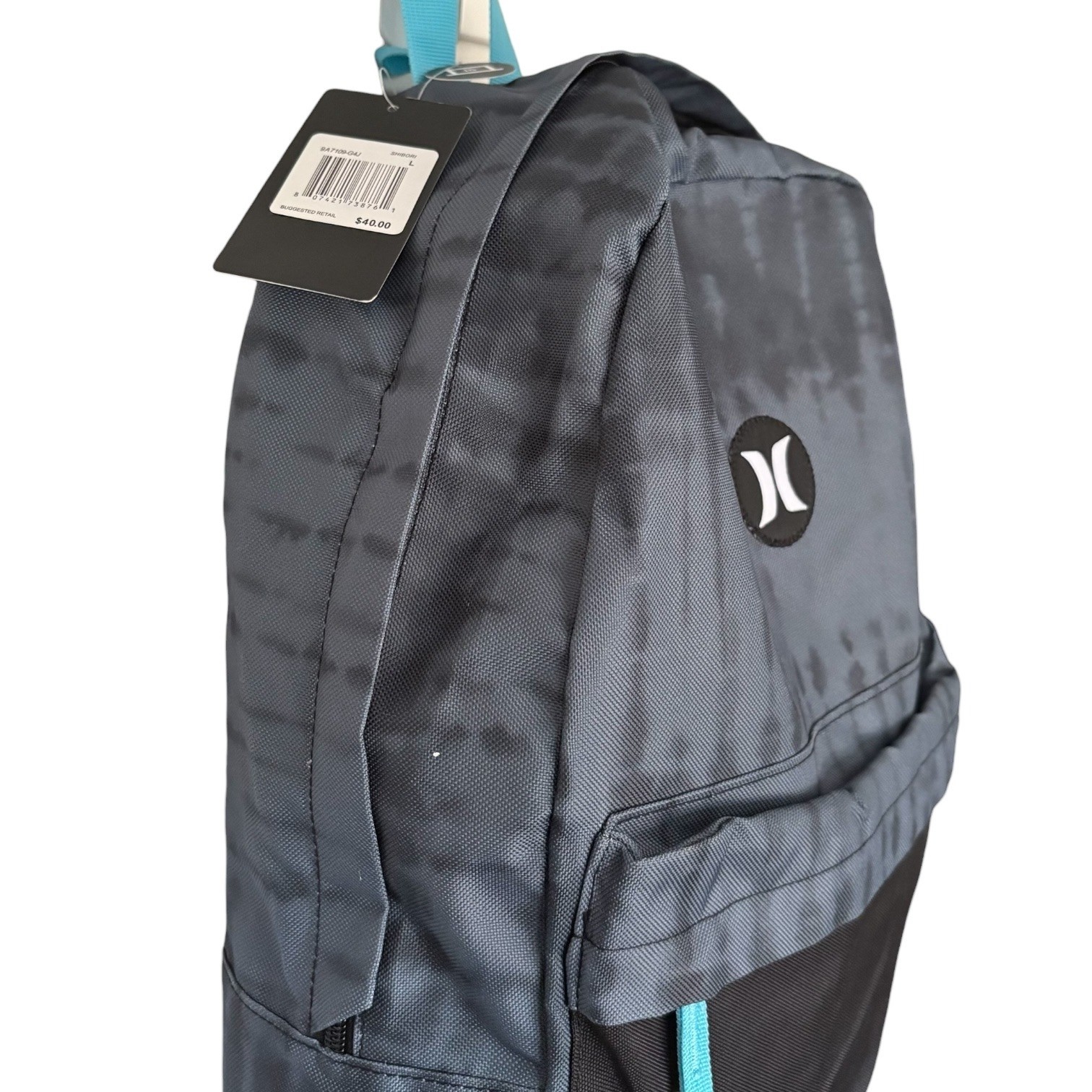Hurley Backpack Gray Tie Dye Print Front Pocket Adjustable Straps Large 18IN