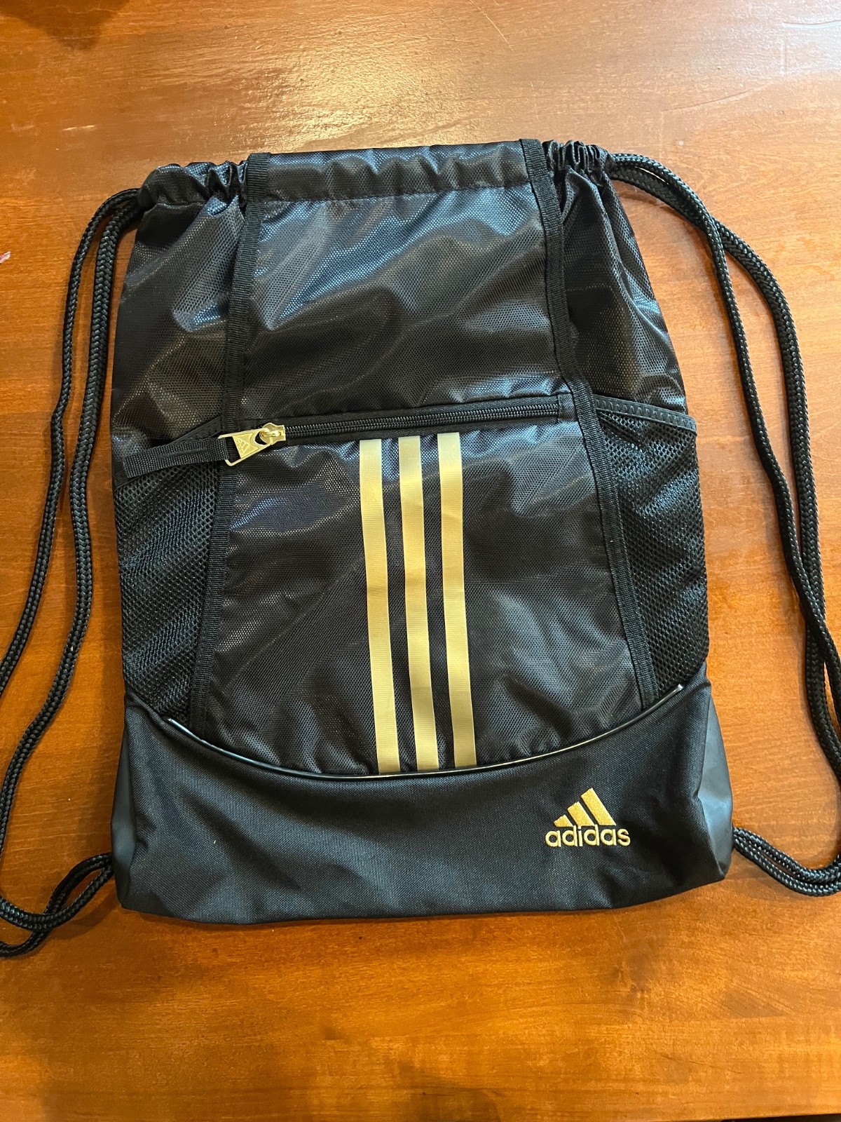 Unisex Black and Gold Adidas Swag Bag