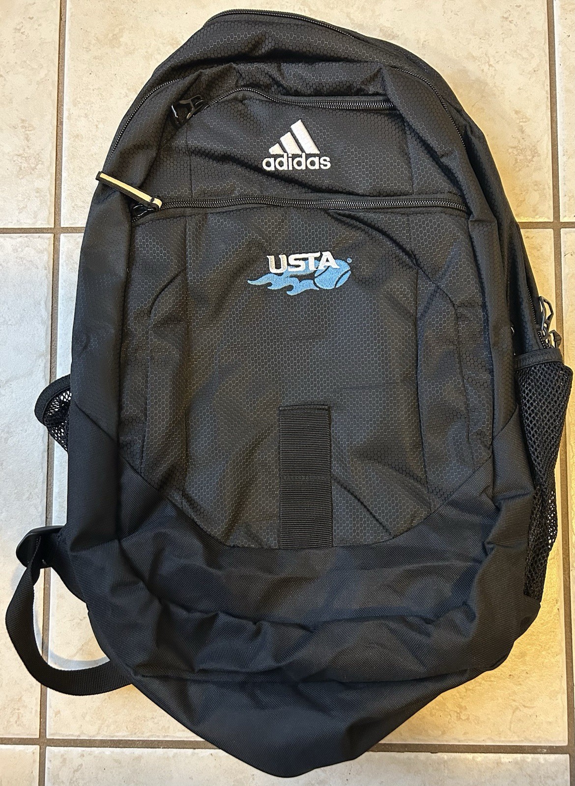 Adidas Defender Backpack Black USTA Logo Athletic Gym Tennis Sports Bag