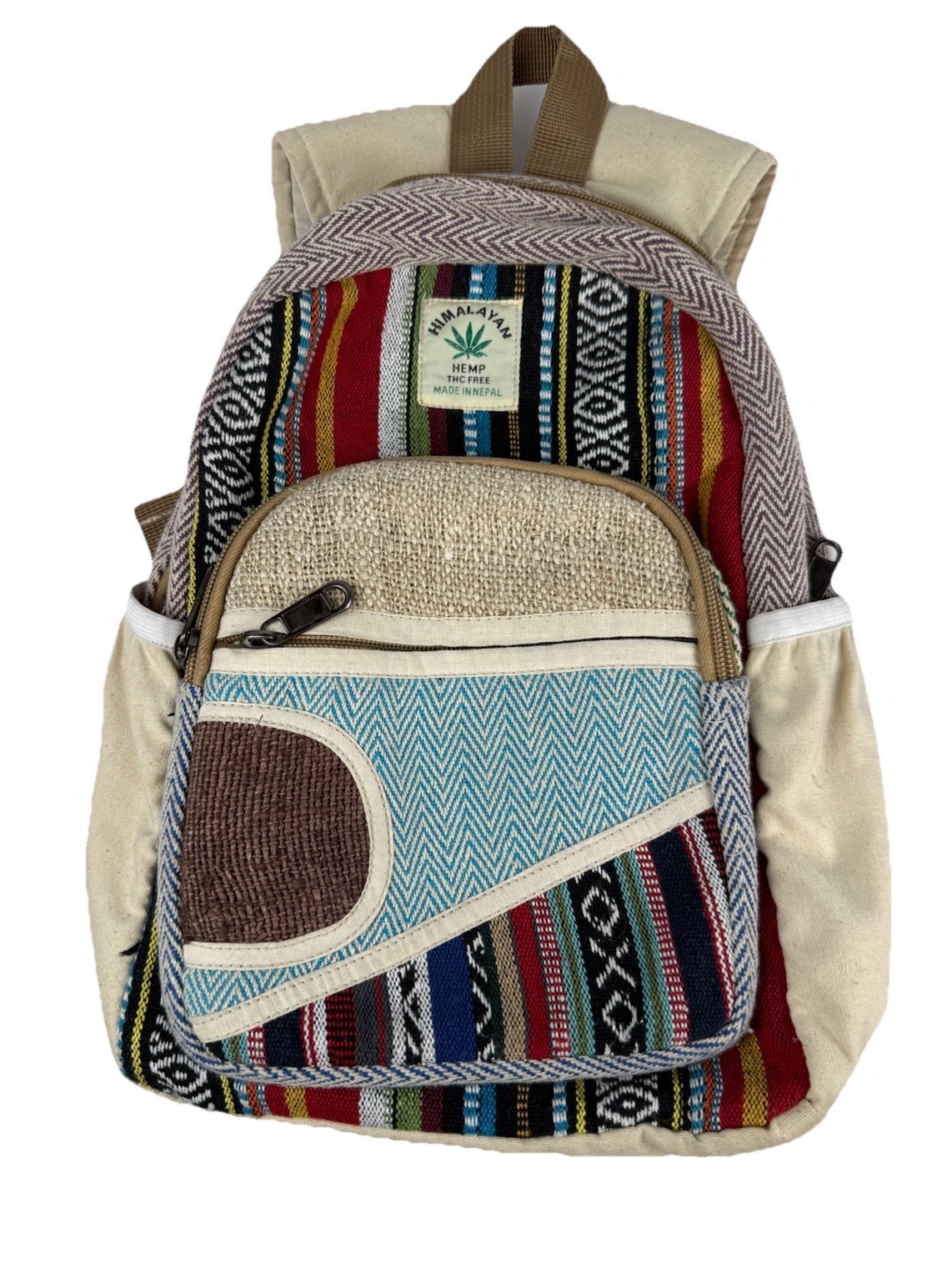 NEW Himalayan Hemp All Natural Pure Handmade Multi Pocket Backpack Purse Nepal