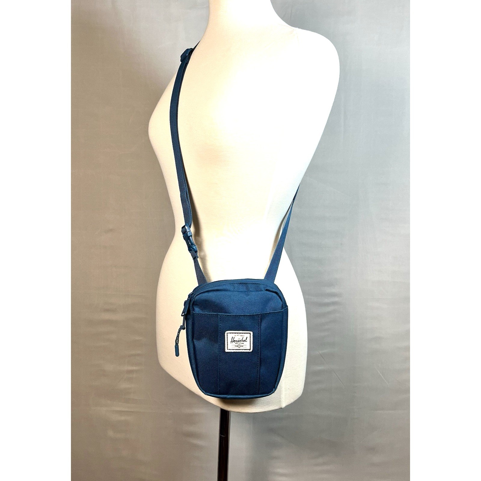 Herschel Supply Co. Cruz Mini Crossbody Bag Canvas Fabric Teal Blue
