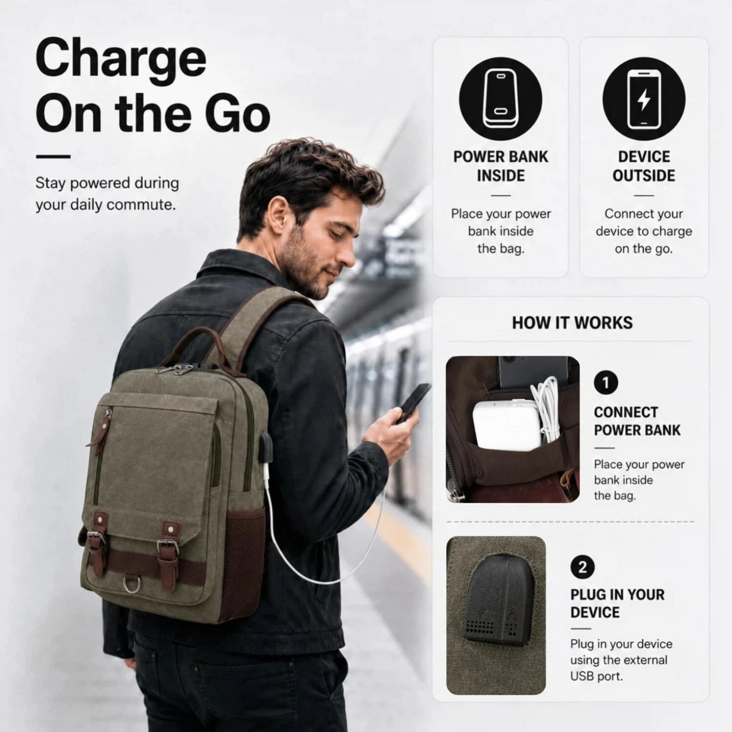 Sling Bag Large Capacity: Crossbody Bag for Men Fits 15.6 Inch Laptop A4 Files w