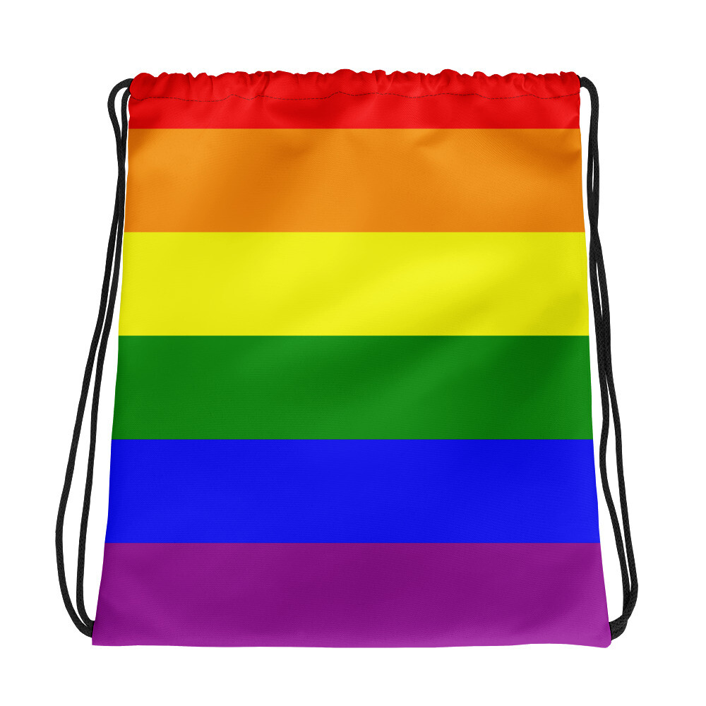 65 MCMLXV LGBT Gay Pride Rainbow Flag Print Drawstring Bag Backpack