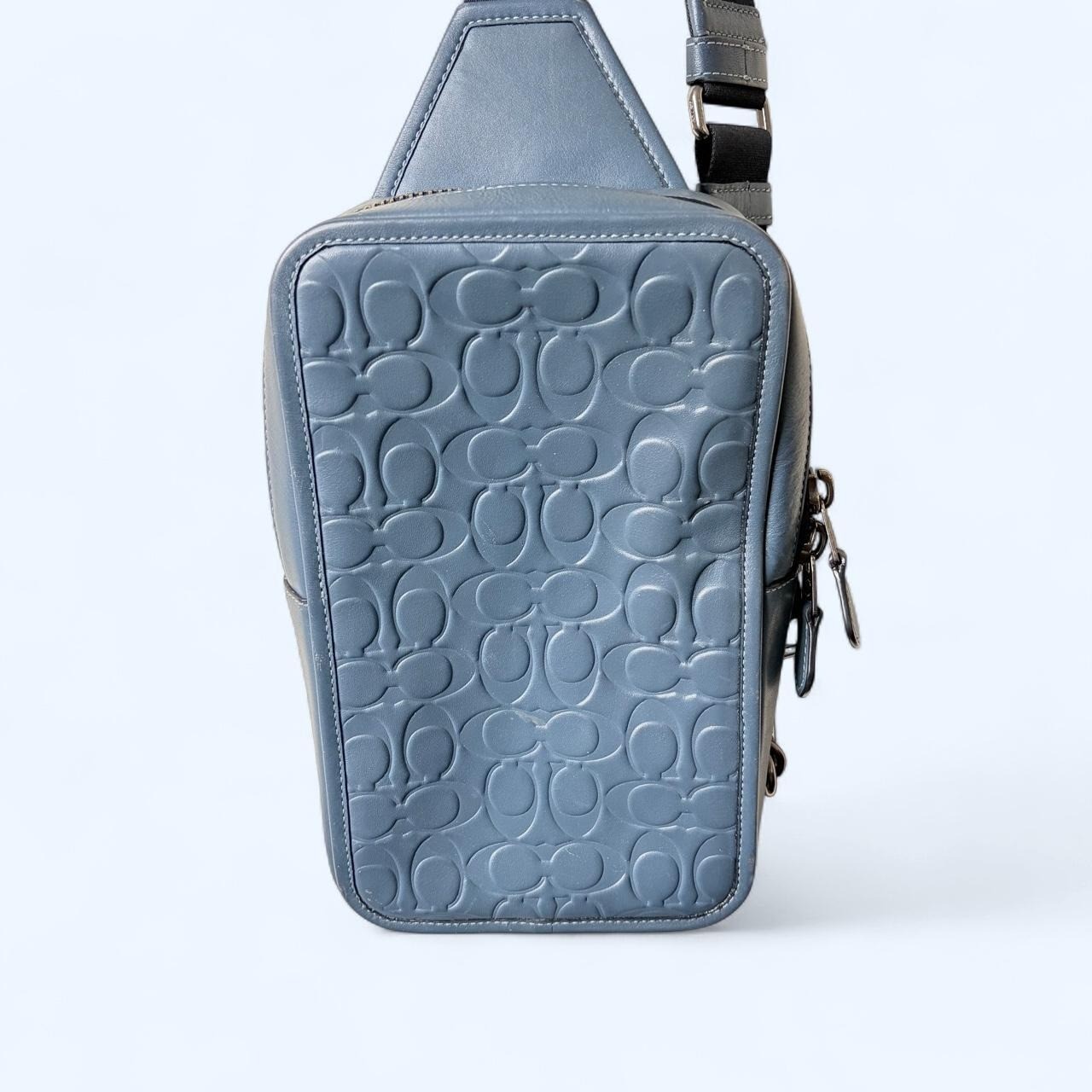 Coach Blue Signature Embossed Leather West Pack Sling Bag OS Streetwear Luxury