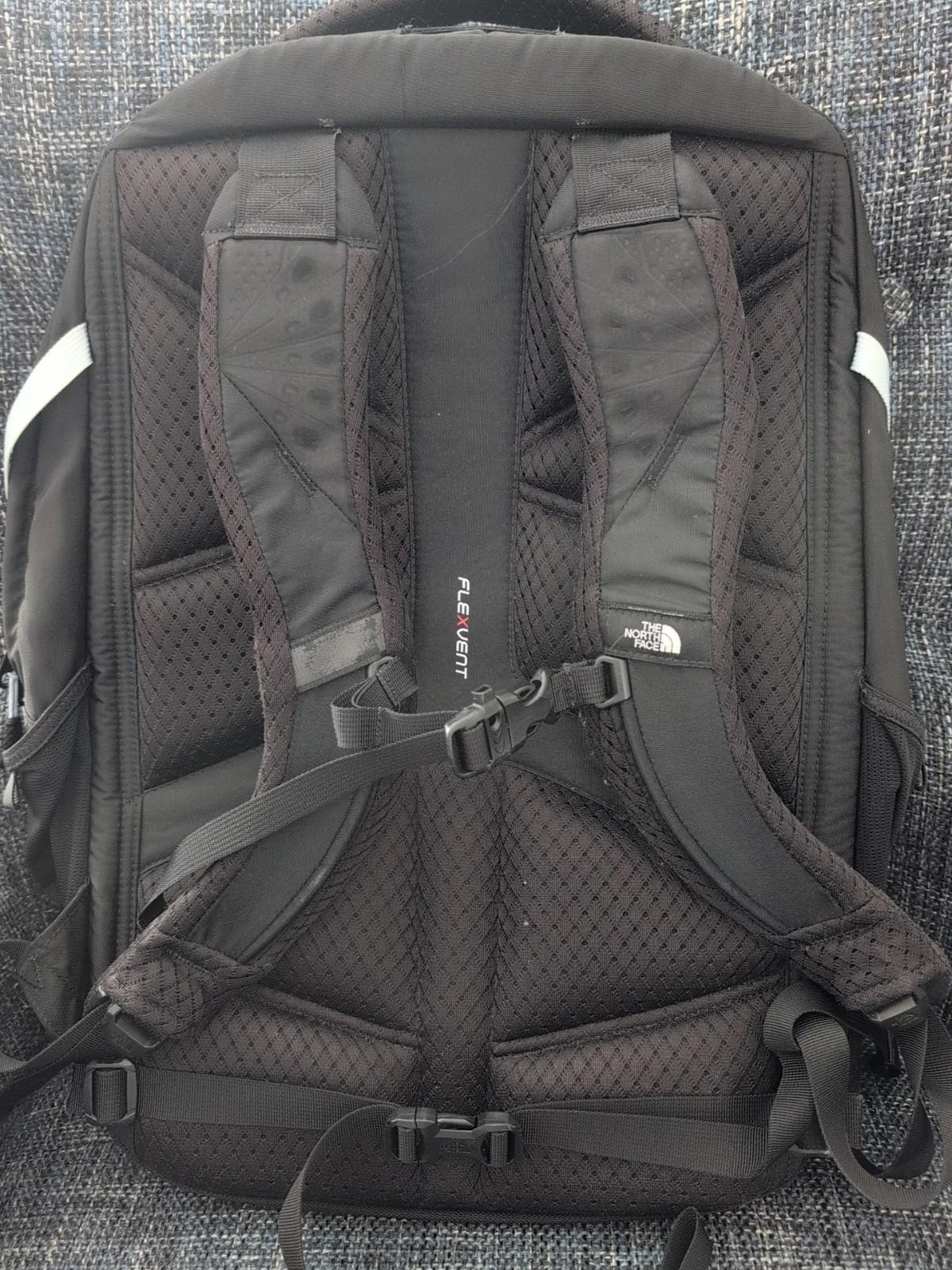 The North Face Recon Backpack Hiking Camping Storage Laptop Black W/ Blue Trim