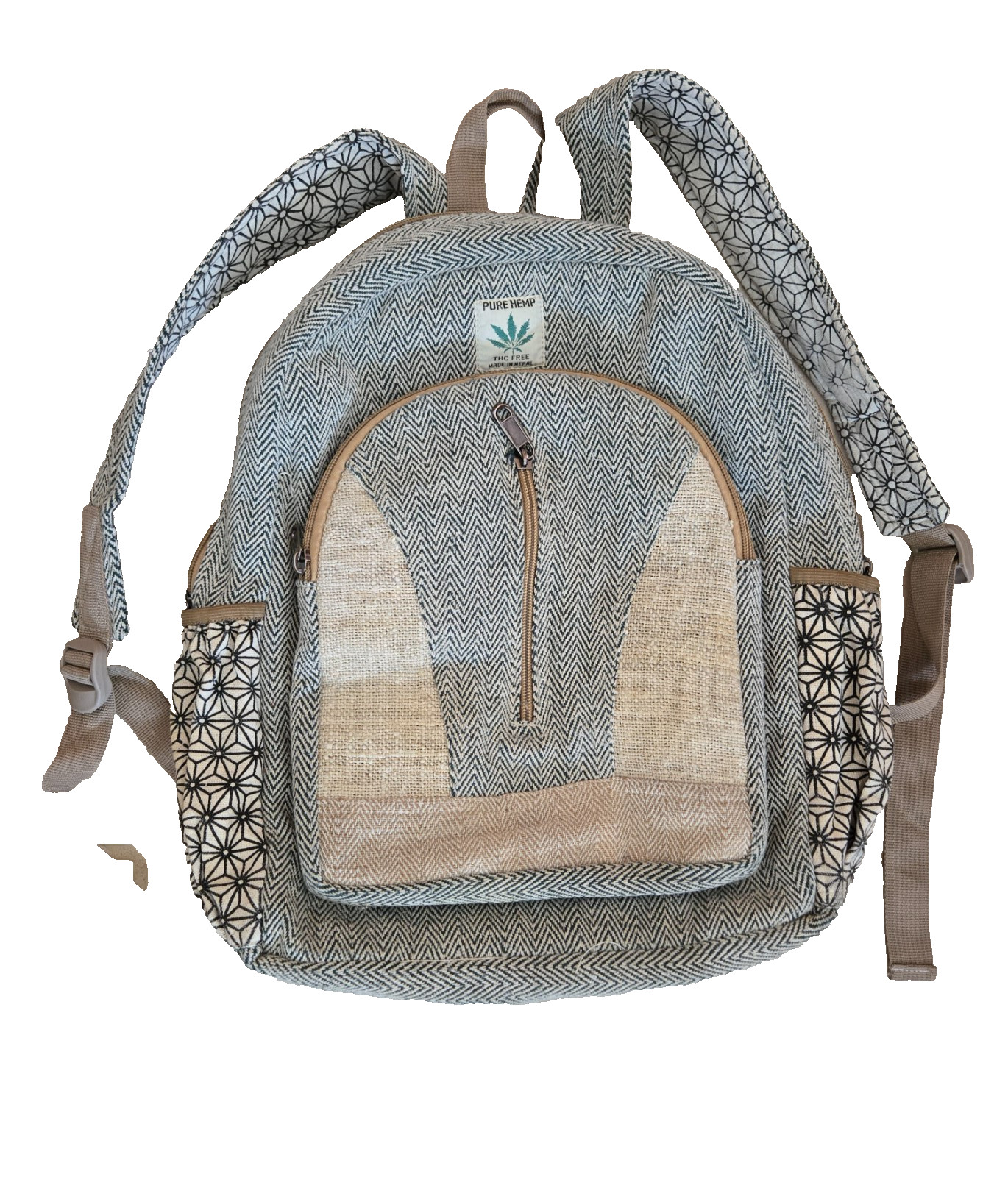 Himalayan Hemp THC Free Pure Handmade Multi Pocket Laptop Backpack Made In Nepal