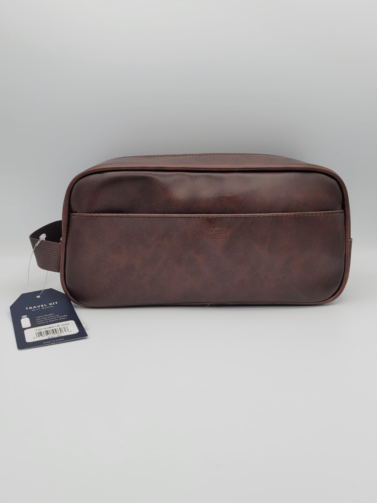 Original Penguin Faux Leather Travel Toiletries Bag Dark Brown – NWT $48