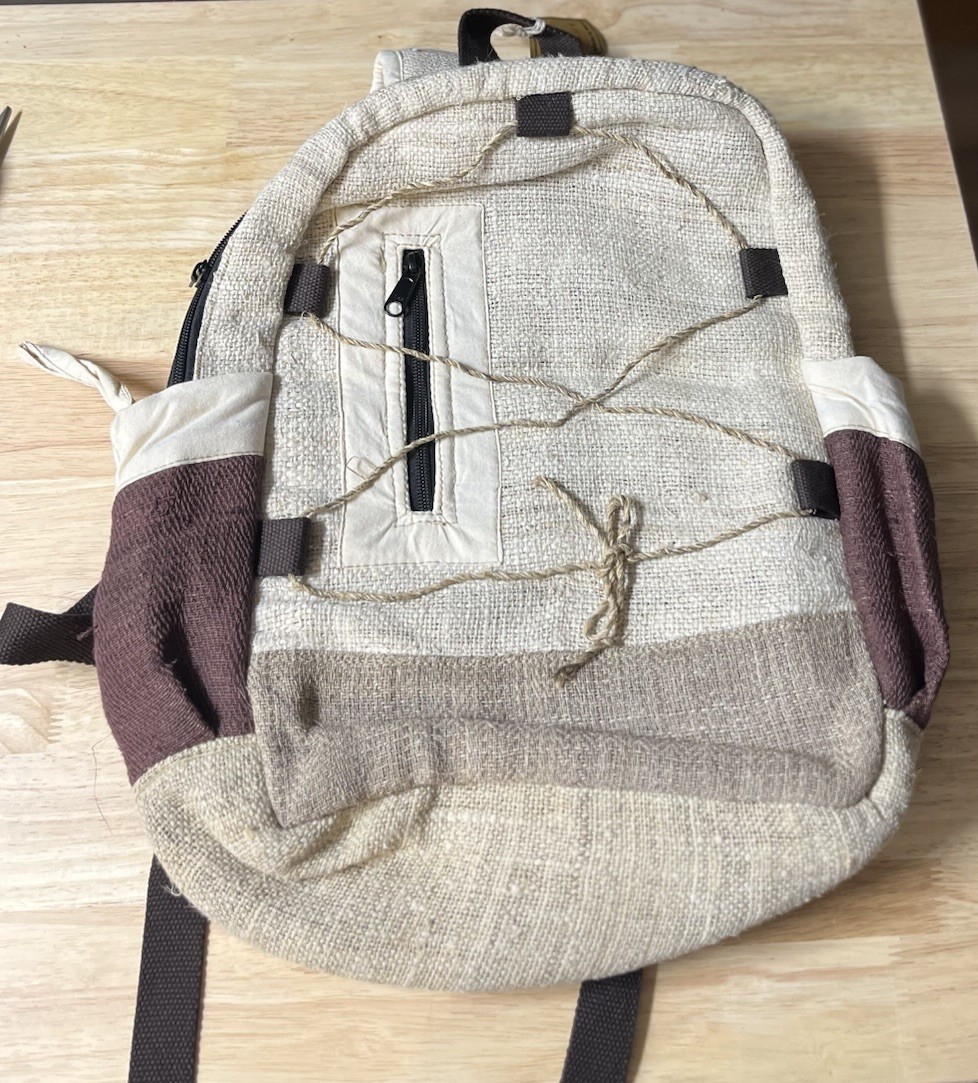 Handmade hemp cotton bag pack Ecofriendly eco-friendly Natural made In Nepal NEW