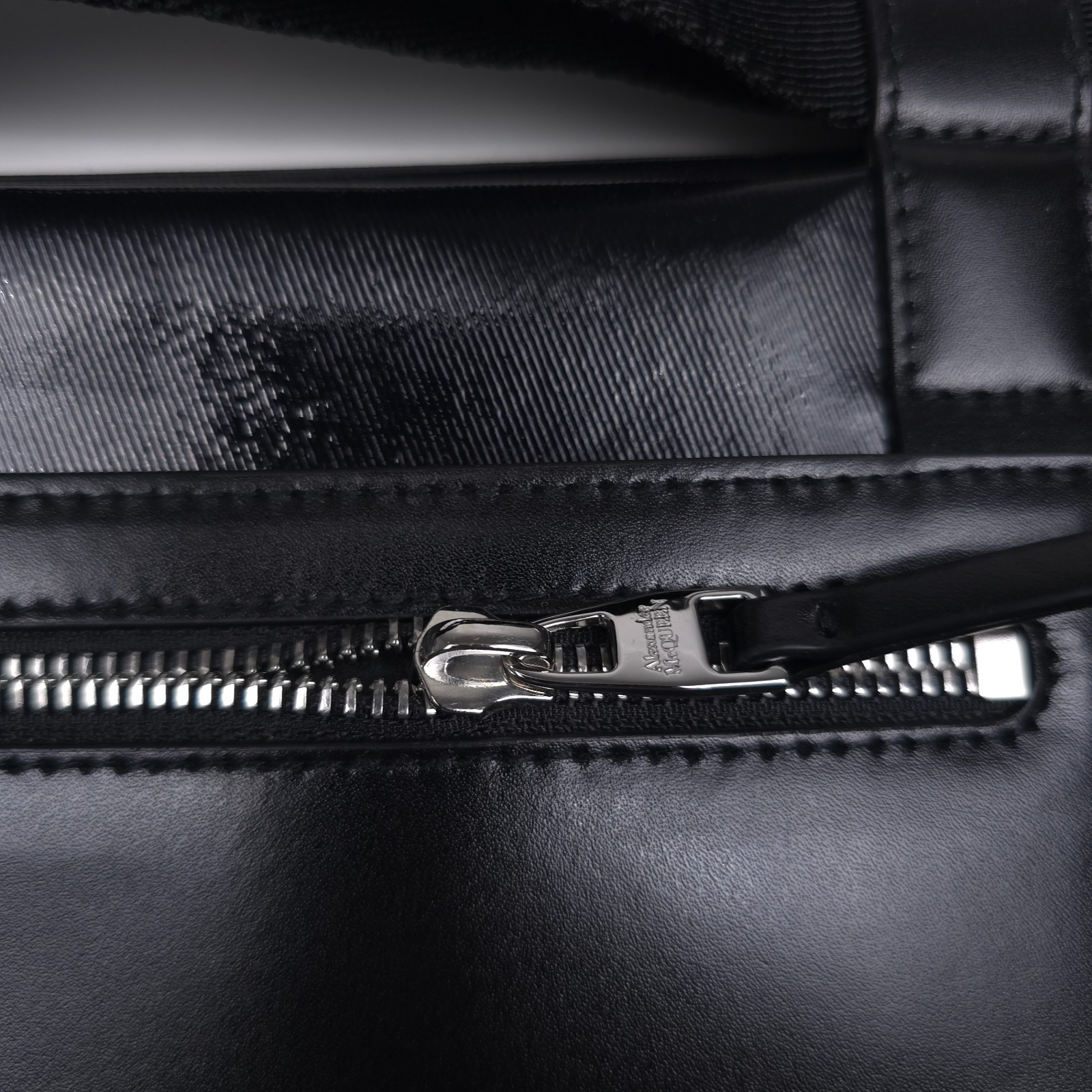 Alexander McQueen Black Faux Leather Shopper Tote Bag Mens Authentic Italy