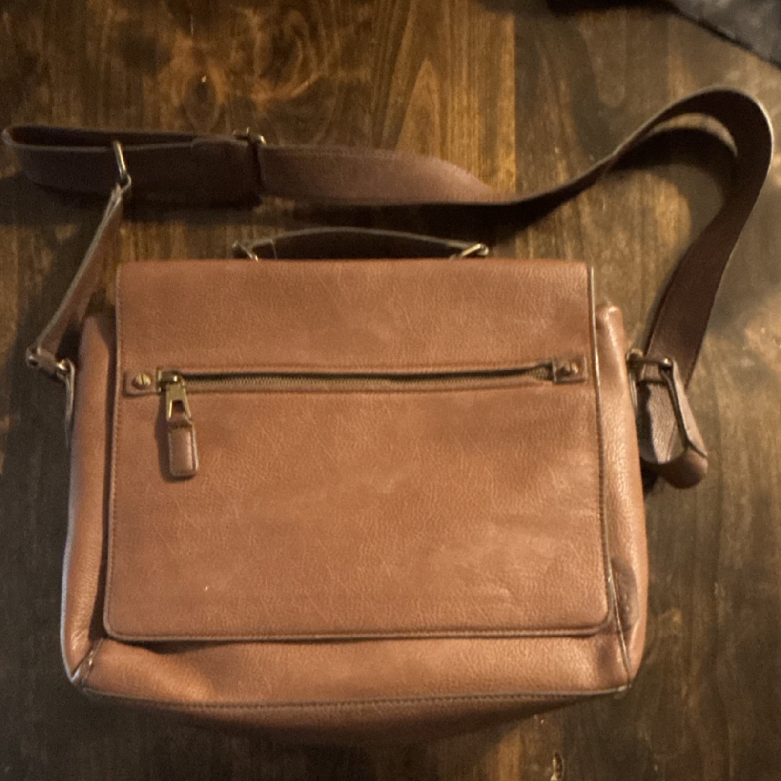 Aldo Brown Messenger Bag for Men Magnetic Zip Adjustable Strap Pockets