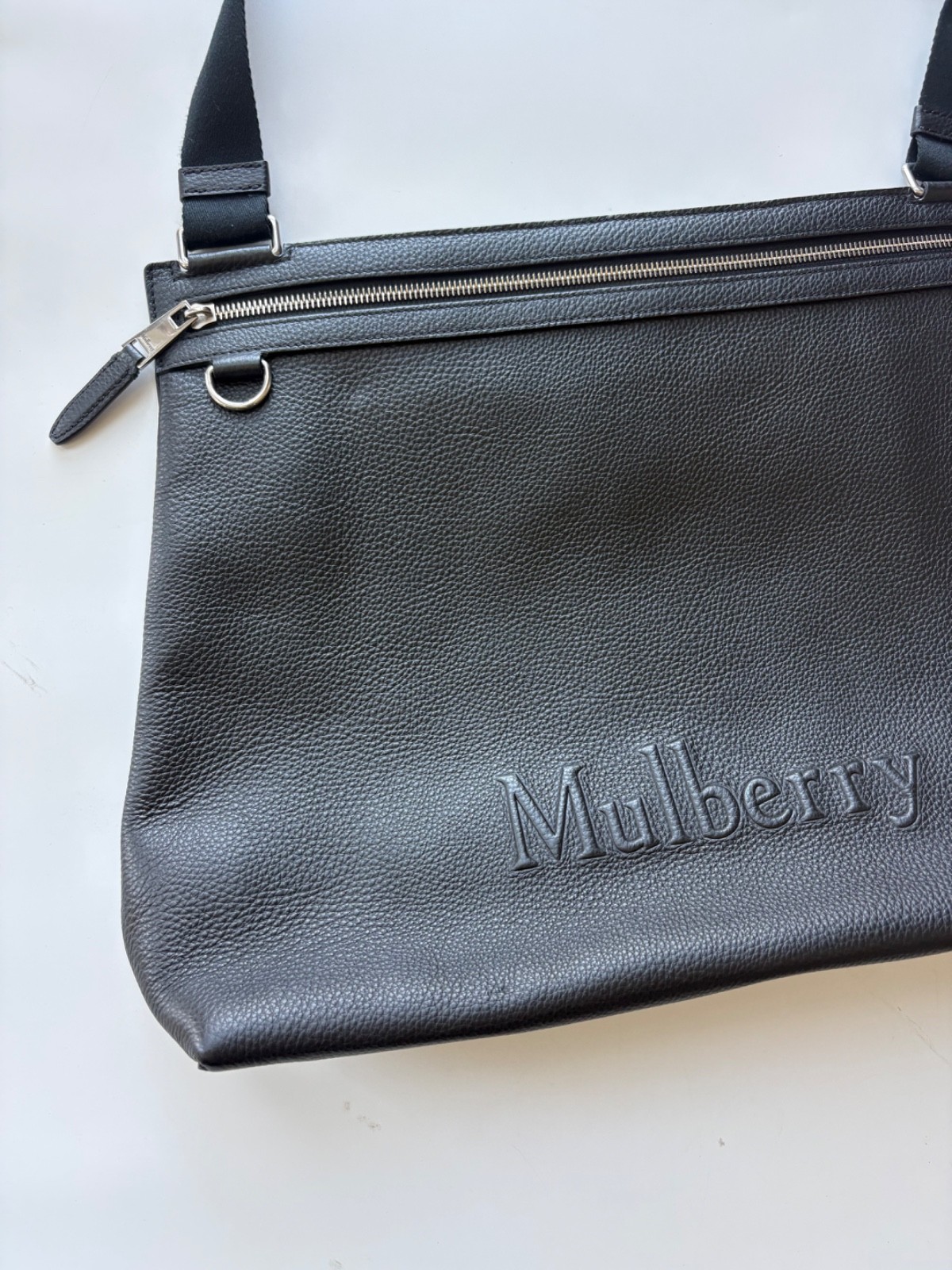 Mulberry Black Pebbled Leather Crossbody Messenger Shoulder Bag w/ Dust bag