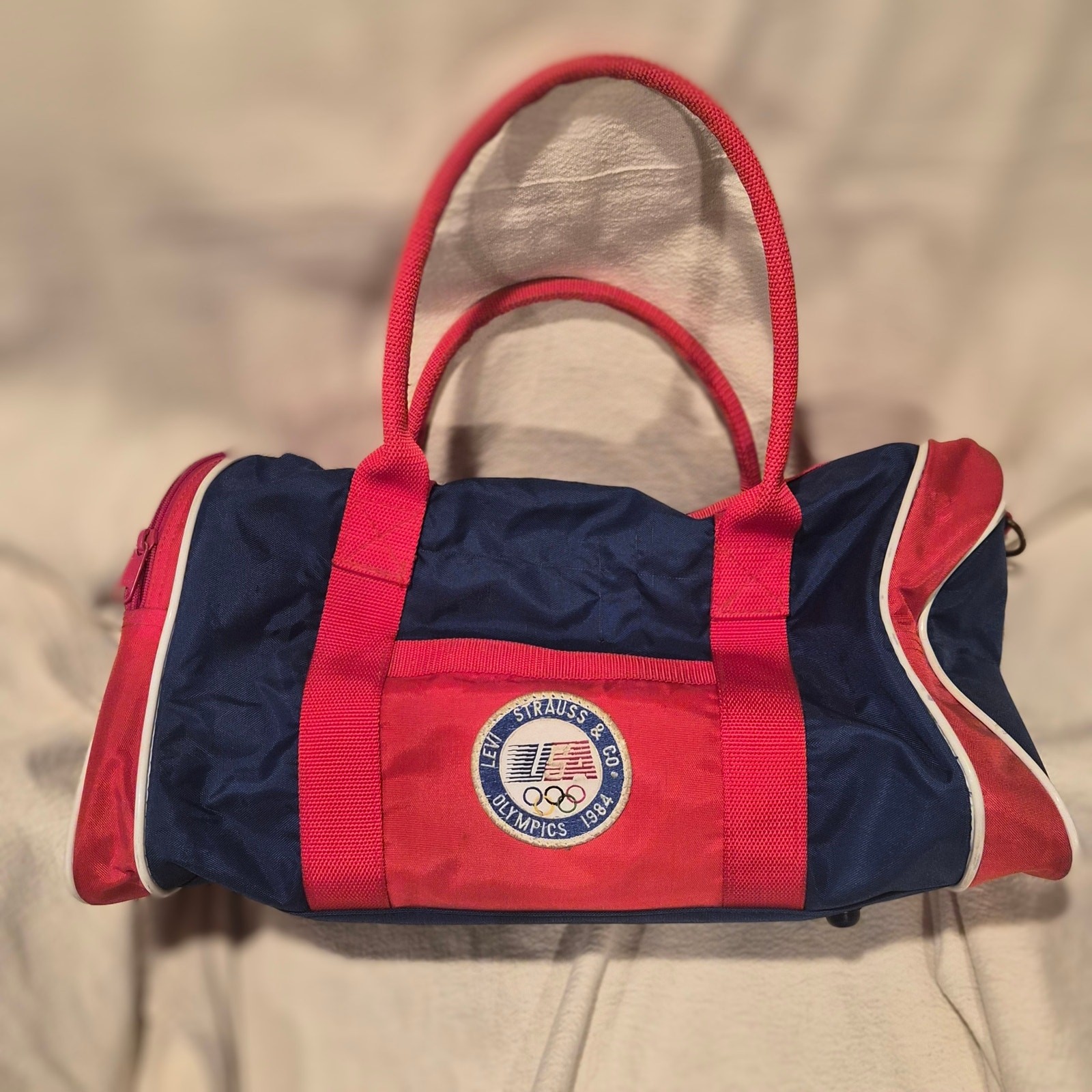 Vintage Levis 1984 Olympics Duffle Bag Retro Team USA Red White Blue Travel Gym