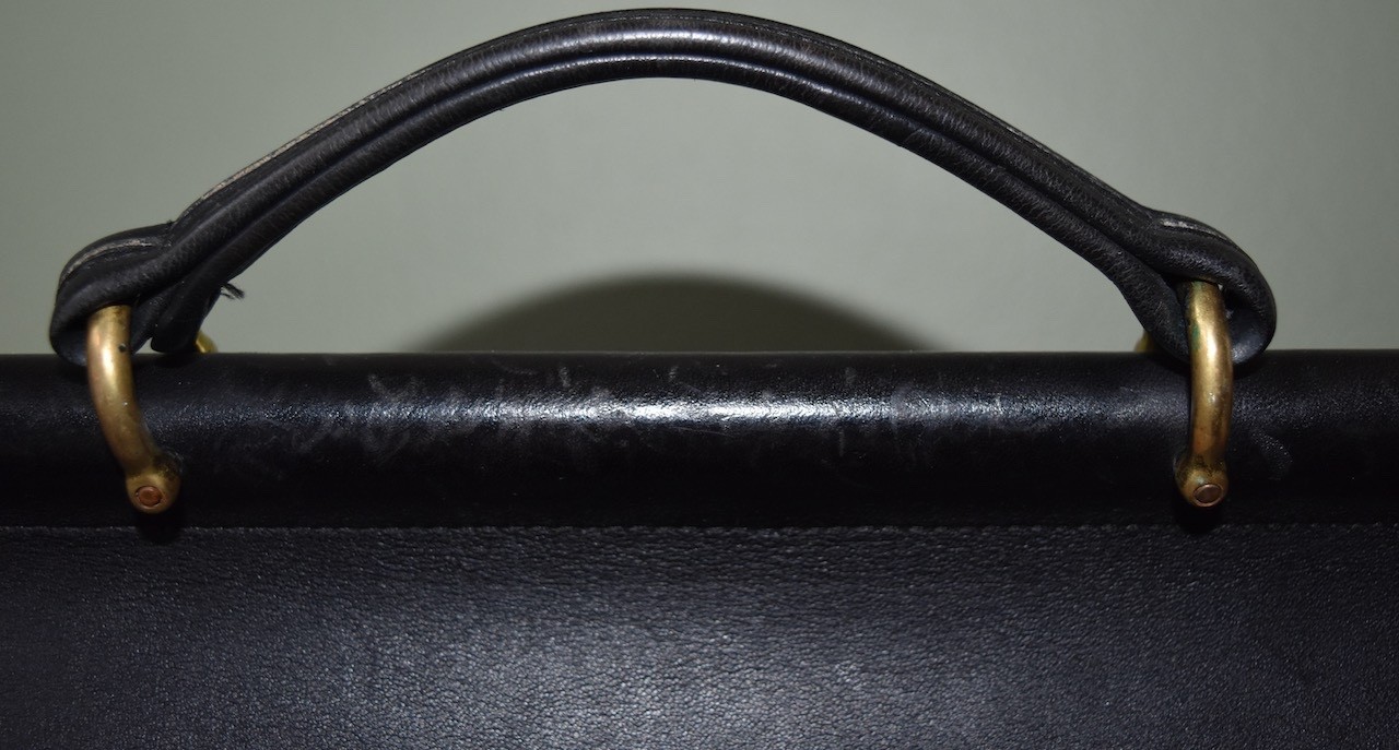 VTG Coach Beekman Brief Bag Briefcase Laptop Bag Black Leather Strap 5266 USA