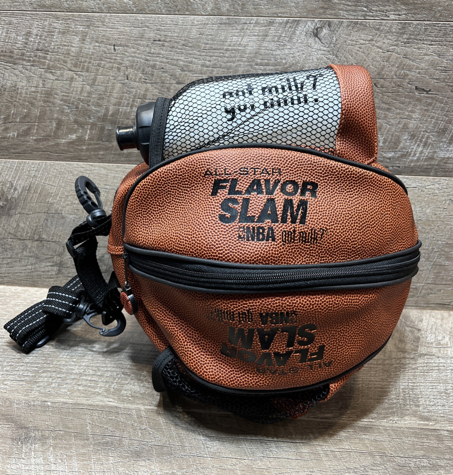 Vintage 90s NBA Leather Basketball Ball Bag All -Star Flavor Slam with Bottle