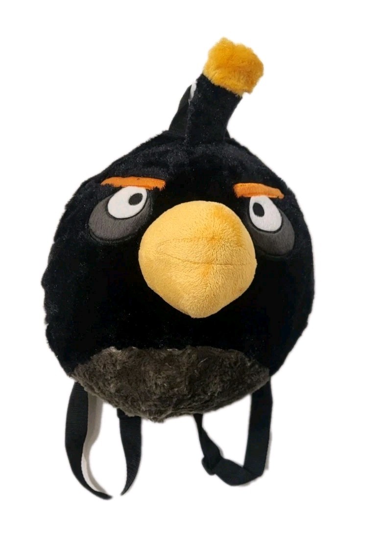 Rovio Angry Birds BLACK BIRD Plush Backpack Shoulder Bag