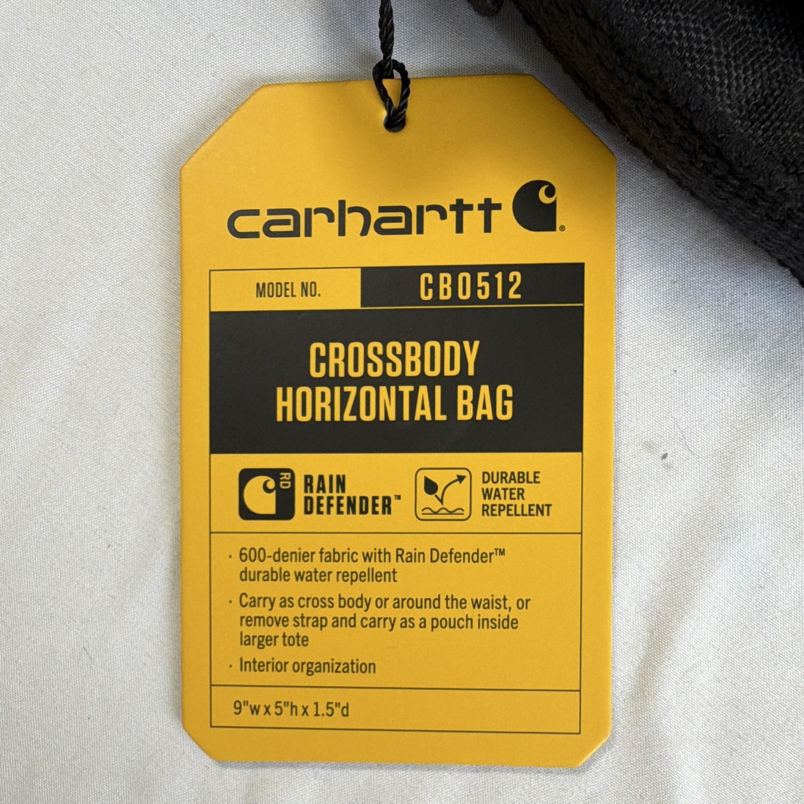 Carhartt Men’s Horizontal Crossbody Bag Black Adjustable Strap Inner Pockets