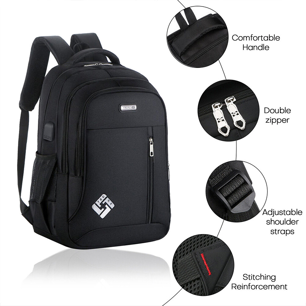 Oxford Anti-theft Laptop Backpack Travel Business Shool Book Bag w USB Port