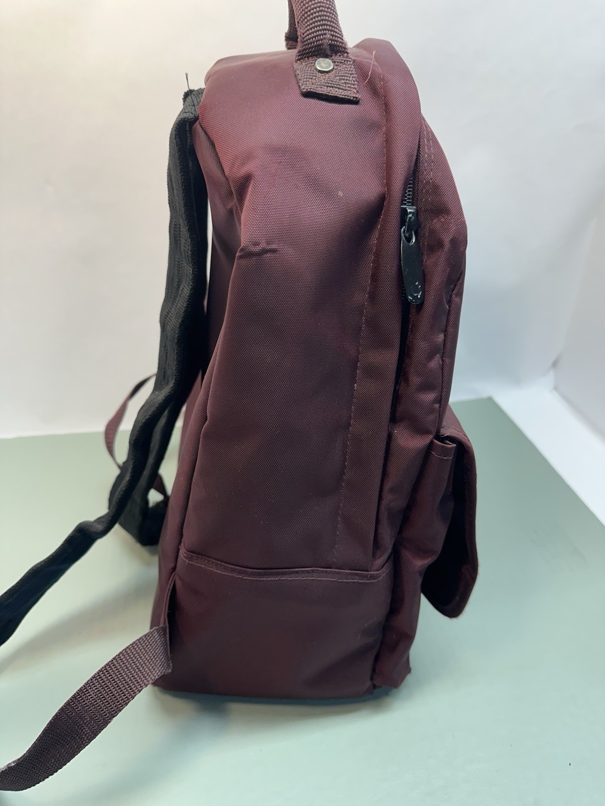 Vint Apple Computer Nylon Backpack Bag W Retro Logo Maroon 7x13x15 In #8