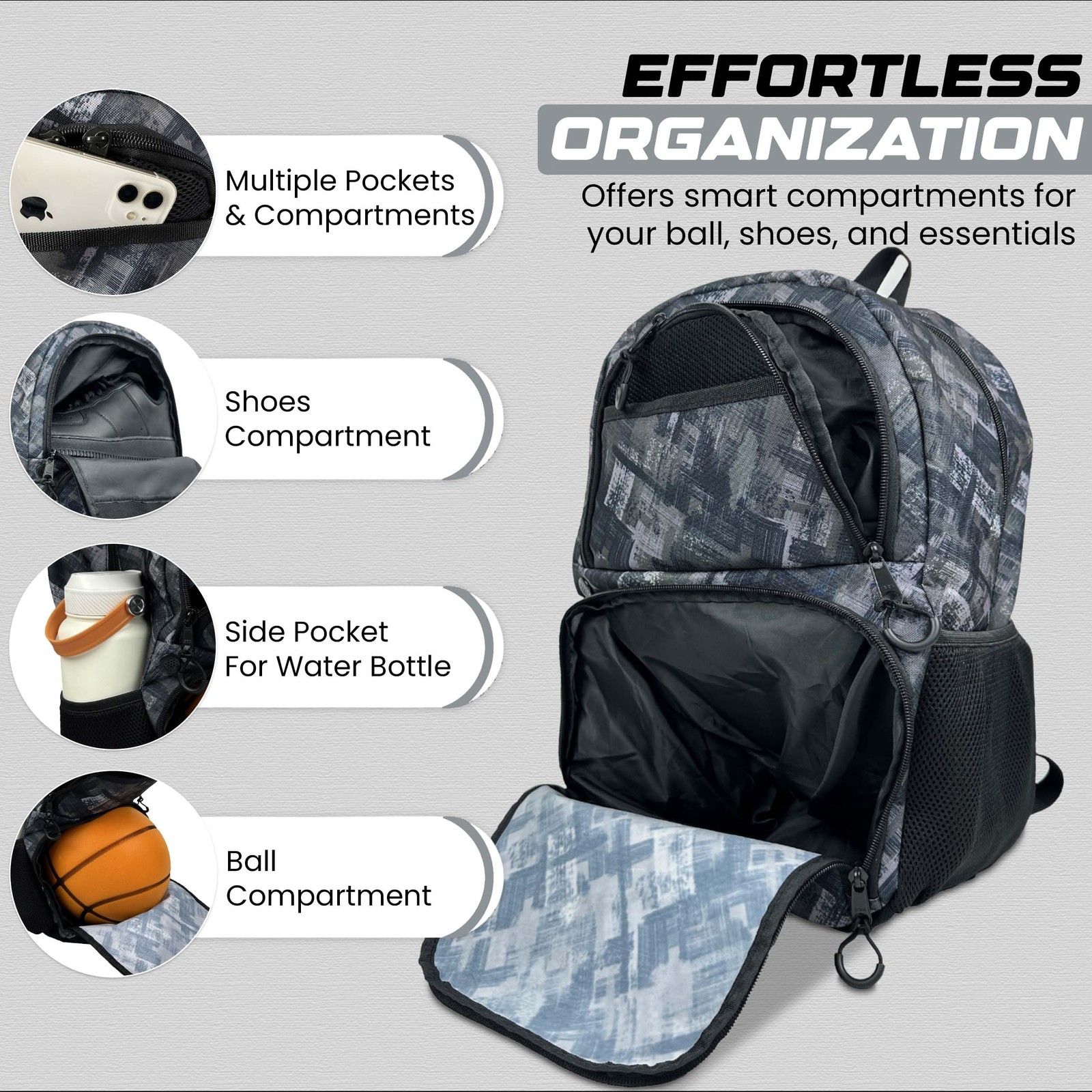 Multi-Sport Backpack with Pump – Soccer & Basketball Bag, Separate /Shoe Comp…